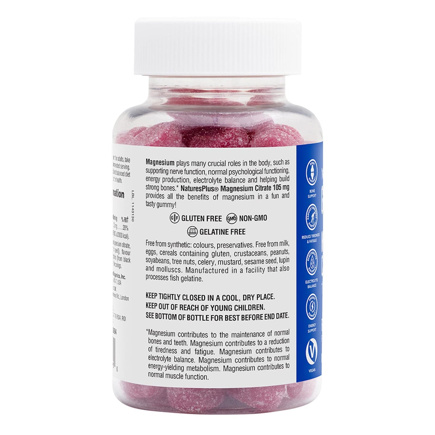 NaturesPlus Gummies Magnesium Citrate - 75 Gummies, Raspberry - Helps Calm The Mind & Body, Supports Bone Density - Vegetarian, Gluten Free, Non-GMO - 25 Servings