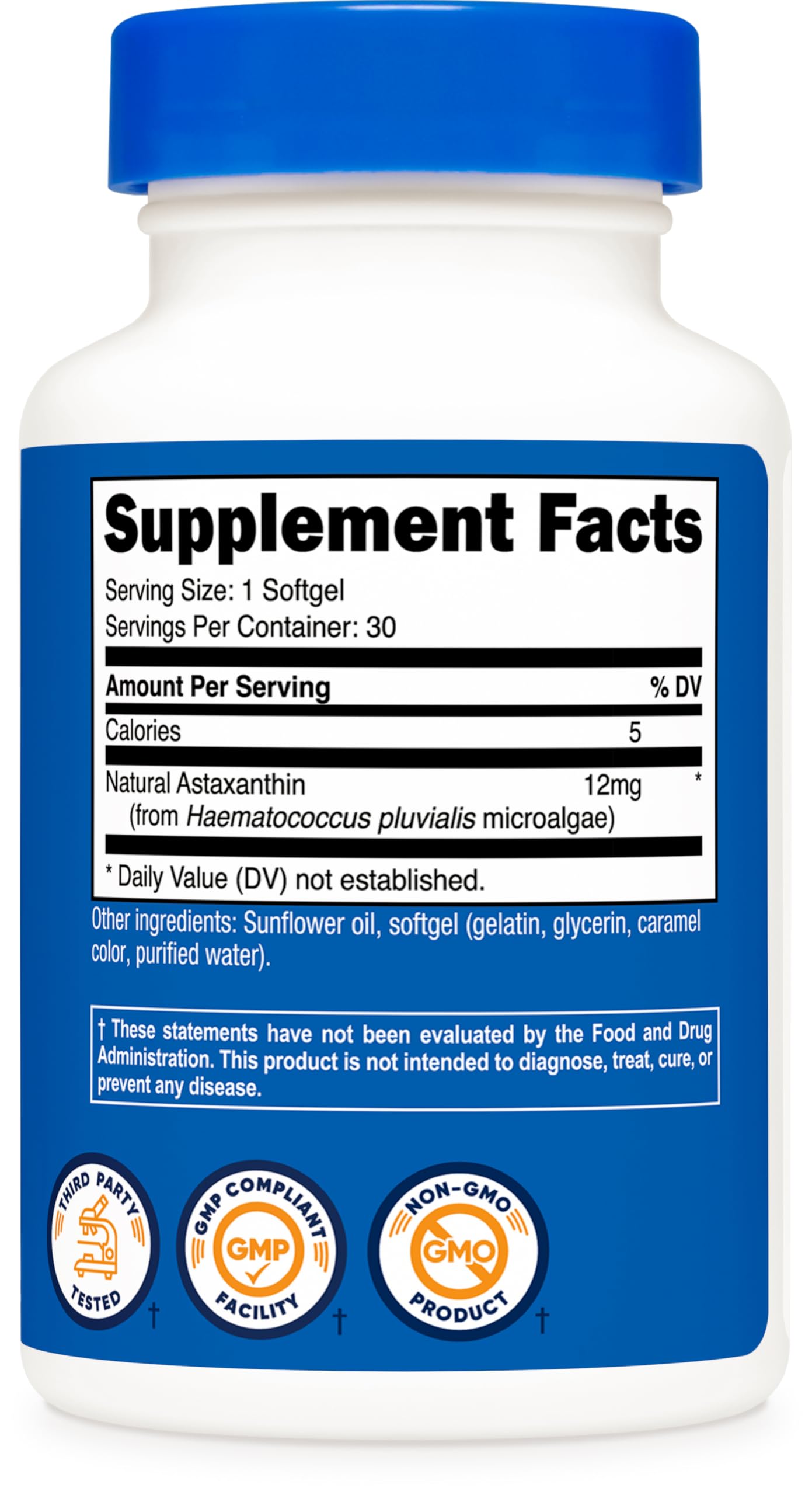 Nutricost Astaxanthin 12mg, 30 Softgels - Non-GMO and Gluten Free