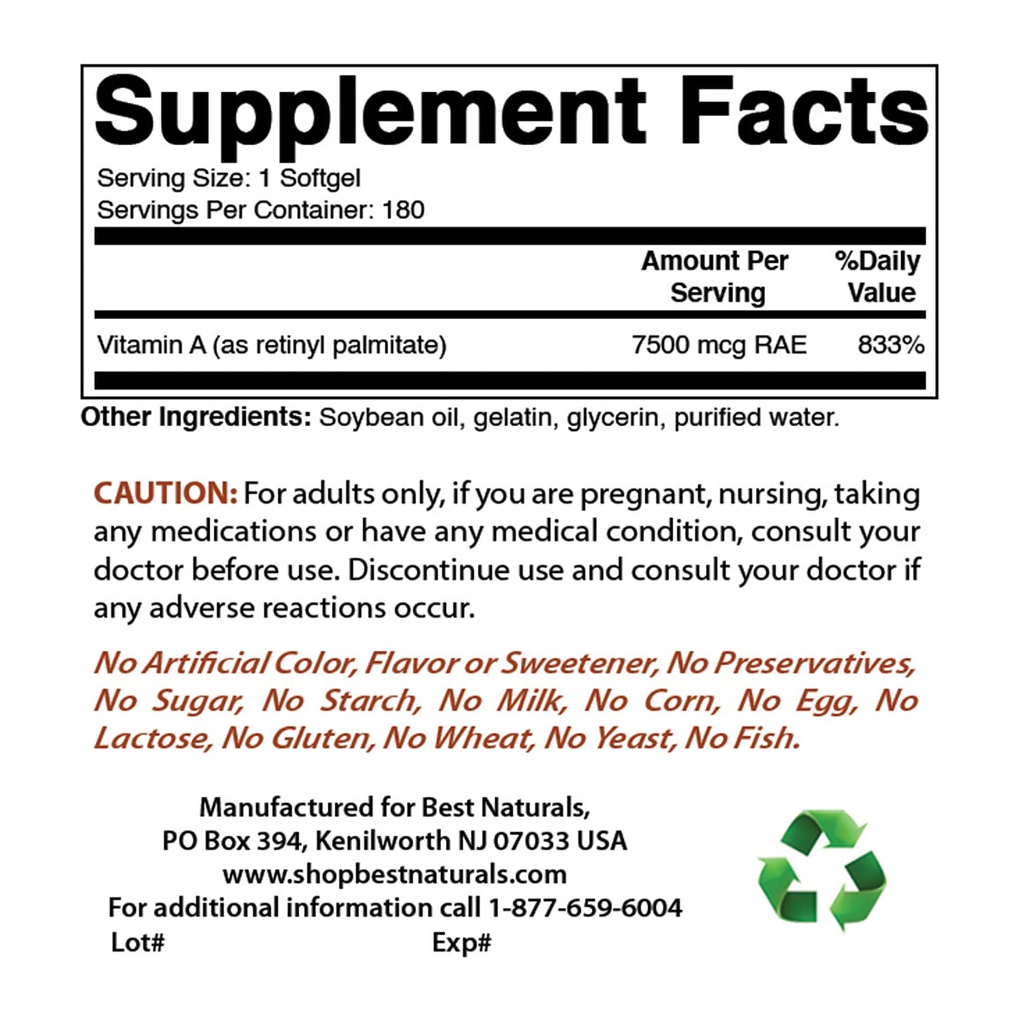 Best Naturals MK-7 Vitamin K2 100 mcg & Vitamin A 25000 IU