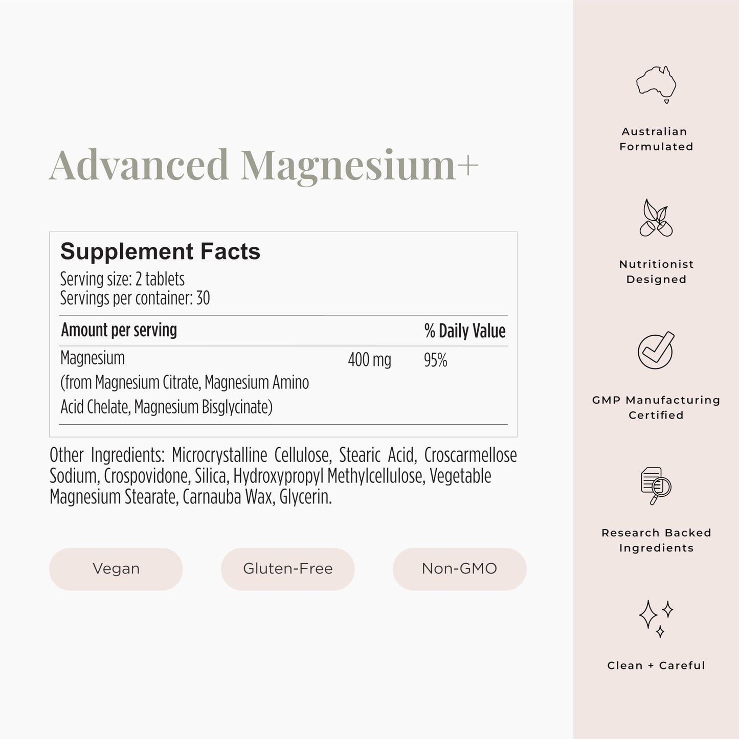 JSHealth Vitamins Advanced Magnesium Supplements with Magnesium Glycinate & Citrate for Muscle Relaxation (60 Tablets)