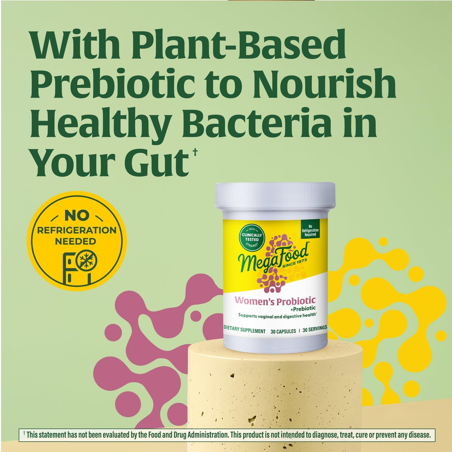 MegaFood Womens Probiotic + Prebiotic - Gluten-Free Prebiotics and Probiotics for Women, Supports Digestive Health & Regularity, Vaginal Probiotics for Healthy pH Levels, Vegetarian - 30 Capsules
