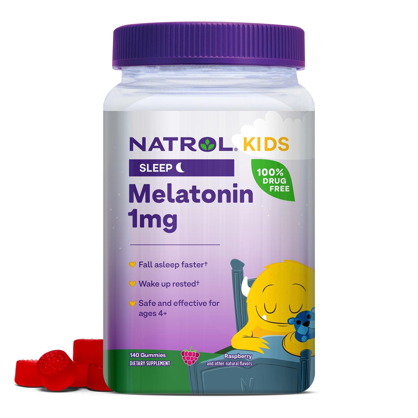 Natrol Kids Melatonin 1mg 140 Berry Gummies Melatonin 10mg 90 Strawberry Gummies Sleep Aid