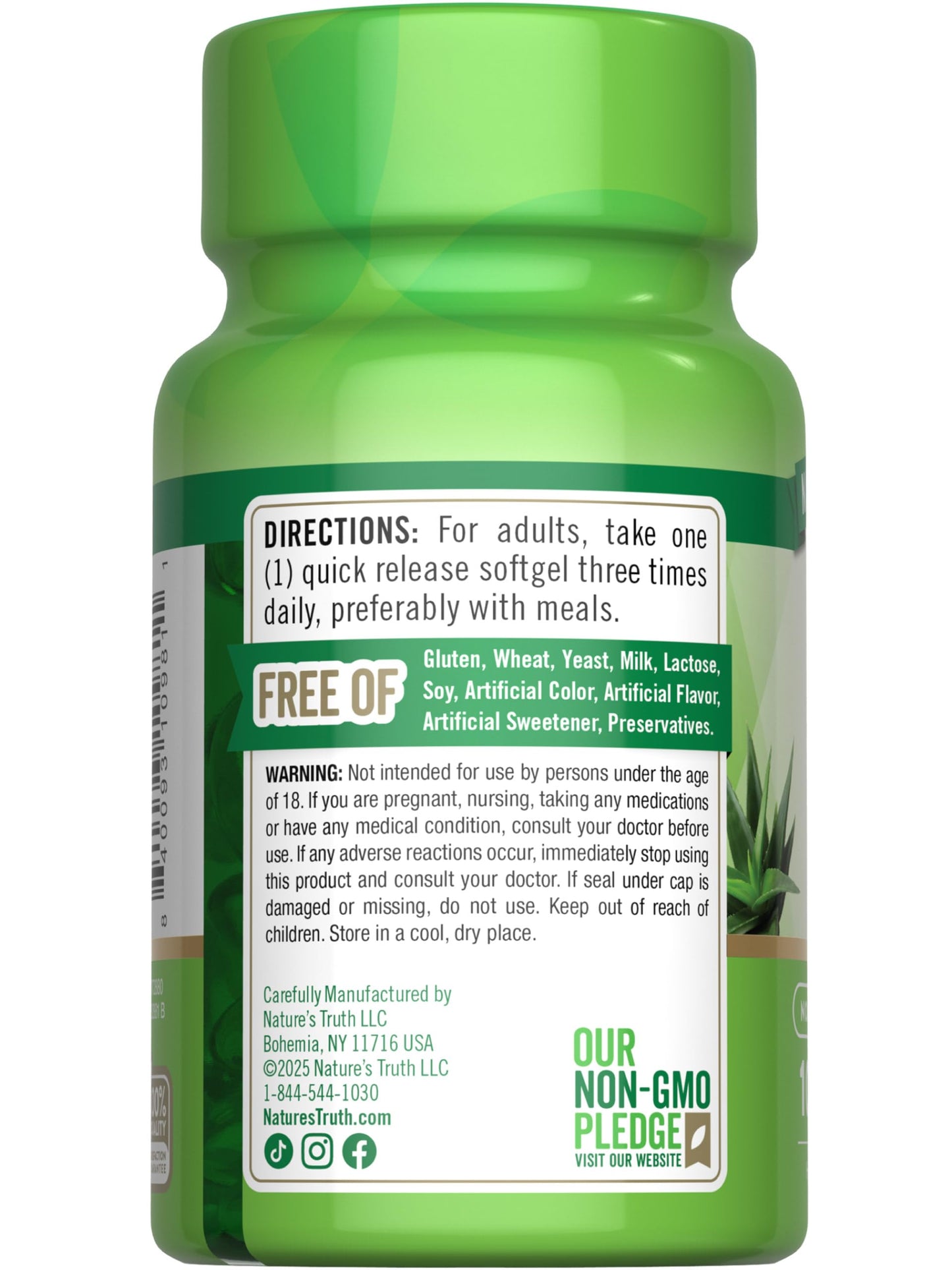 Nature's Truth Aloe Vera Softgels | 5000mg | 100 Count | Non-GMO and Gluten Free Supplement