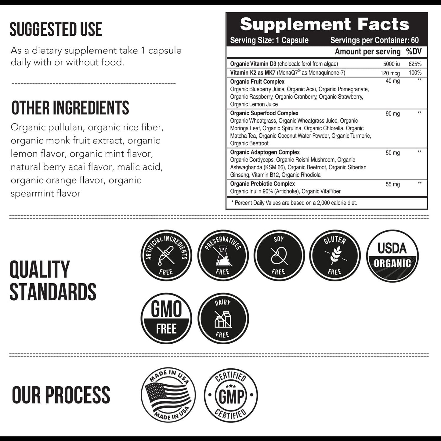 Pre-Order | Arrives in 5–10 Days – Organic Plant D3 + K2 | 5000 iu D3 + 120 mcg K2 as All-Trans MK7 from MenaQ7® - 100% Whole Food, Raw & Vegan | Enhanced Digestion with Prebiotic & Superfood Complex – D3 from Organic Algae (60 Count)