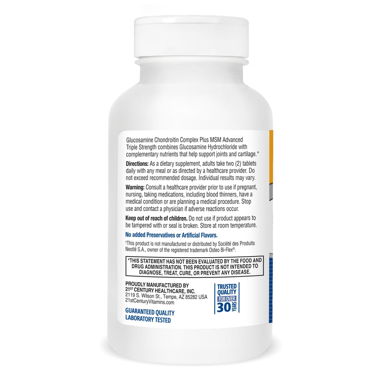 21st Century Glucosamine Chondroitin Complex Plus MSM Advanced Triple Strength Tablets, 120 Count (27438)
