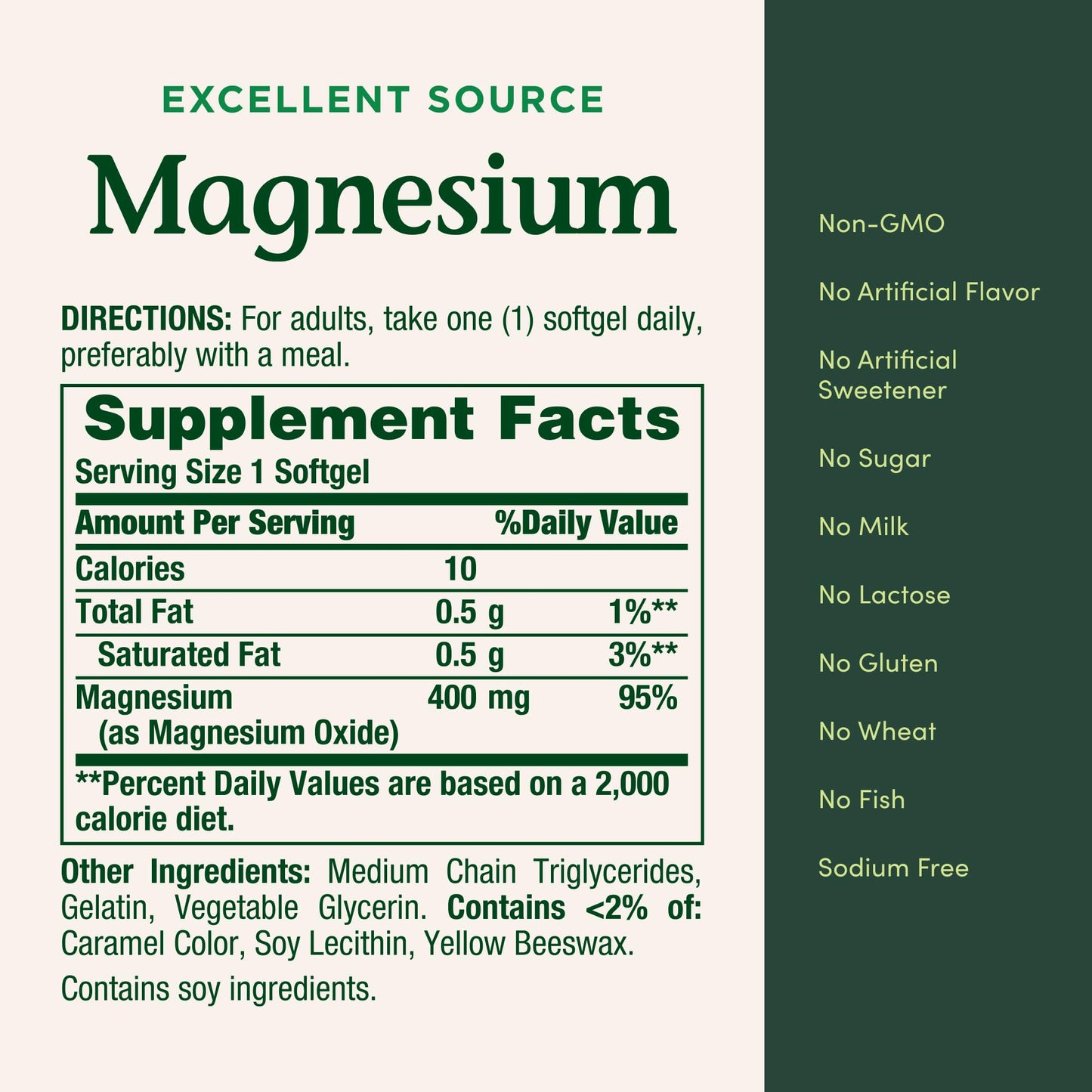 Nature's Bounty Magnesium, Whole Body Support, Supports Heart, Nerve and Bone Health. 400 mg, 75 Softgels