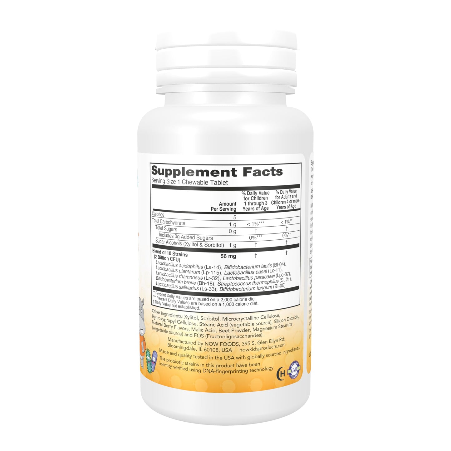 NOW Foods Supplements, BerryDophilus™ with 2 Billion, 10 Probiotic Strains, Xylitol Sweetened, Strain Verified, 60 Chewables, packaging may vary