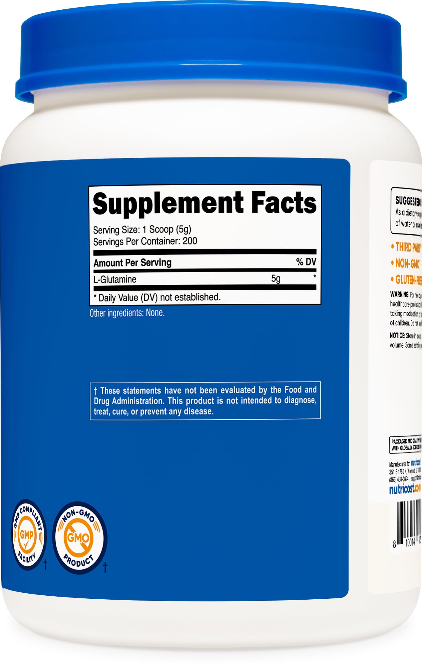 Nutricost L-Glutamine Powder 1 KG - Unflavored, Non-GMO, Gluten Free
