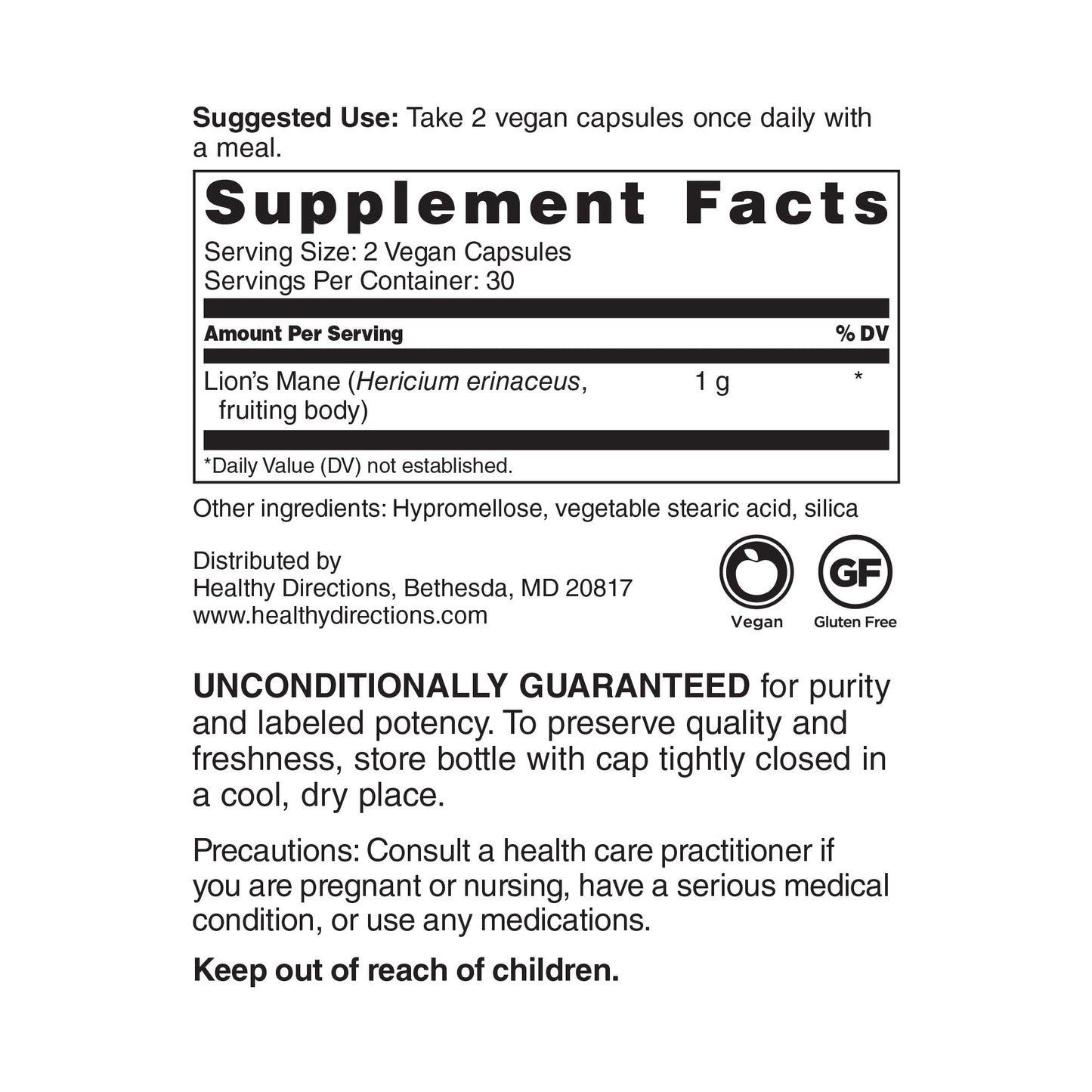 DOCTORS' PREFERRED Lions Mane Mushroom Supplement - 1,000 mg/Serving, 60 Vegan Capsules for Brain Health and Overall Daily Wellness. (30-Day Supply)