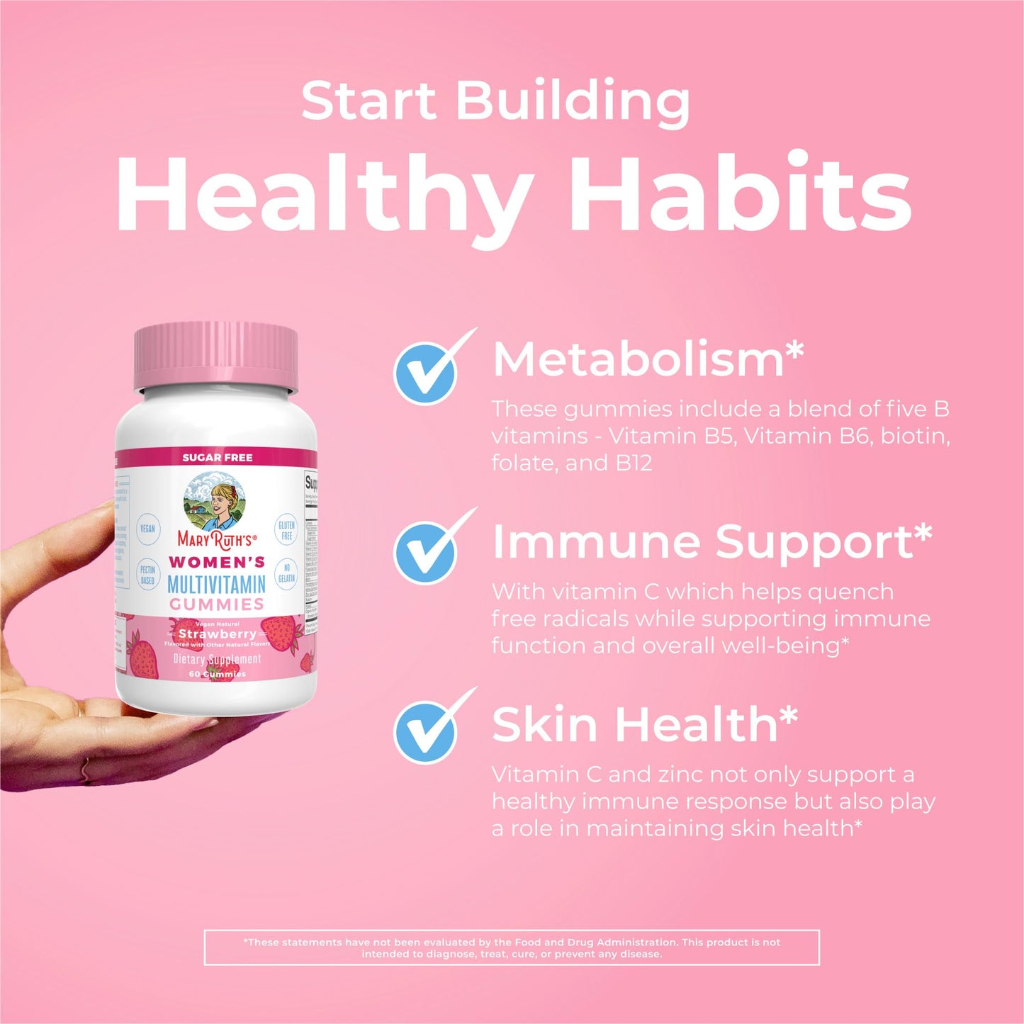 MaryRuth's Multivitamin Gummies for Women (Strawberry) & Iron Liquid (Berry) | Clean Label Project Verified® | Supplements for Beauty, Immunity & Overall Health | Sugar Free, Vegan, Non-GMO
