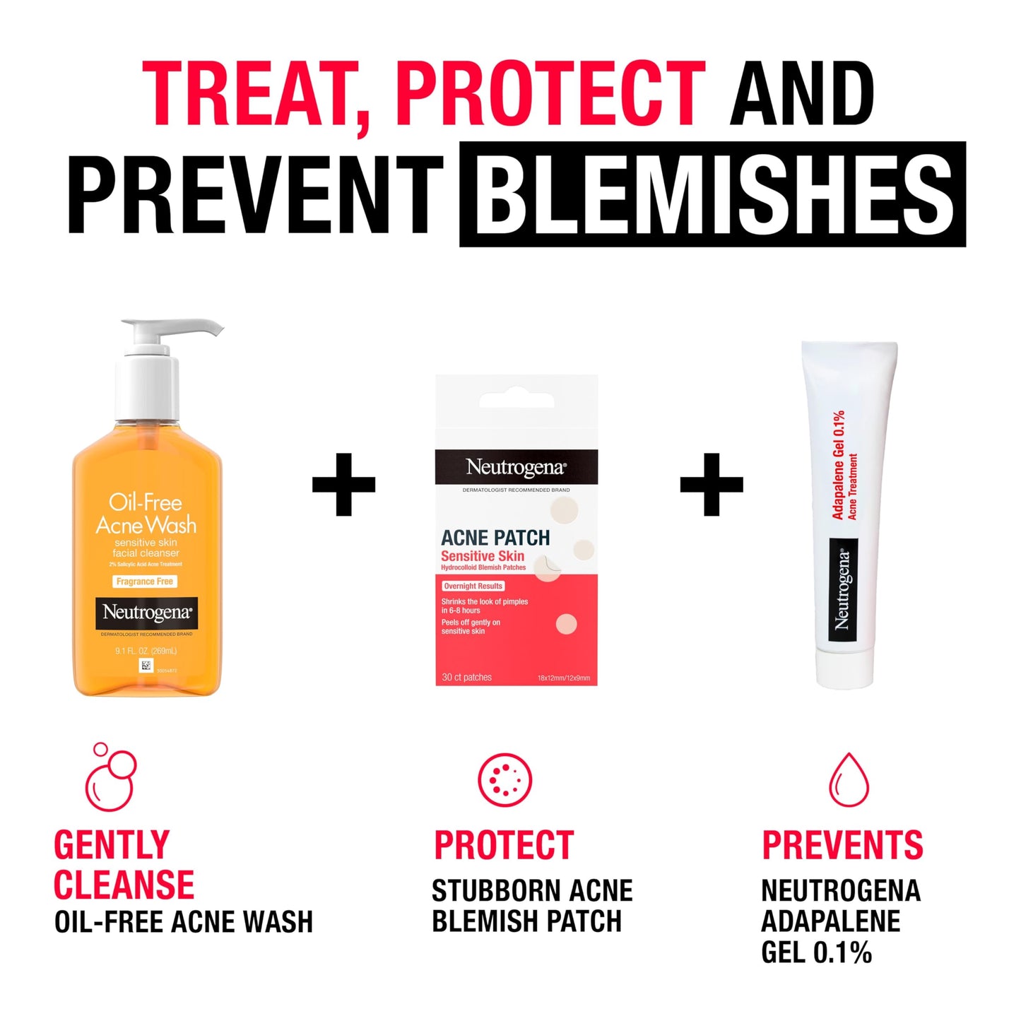 Neutrogena Oil-Free Acne Face Wash, Sensitive Skin Facial Cleanser with 2% Salicylic Acid Acne Treatment, Daily Fragrance Free Face Wash for Acne Prone Skin, 9.1 fl oz