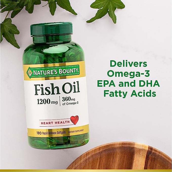 Nature's Bounty Fish Oil, Supports Heart Health, 1200 Mg, Rapid Release Softgels, 200 Ct