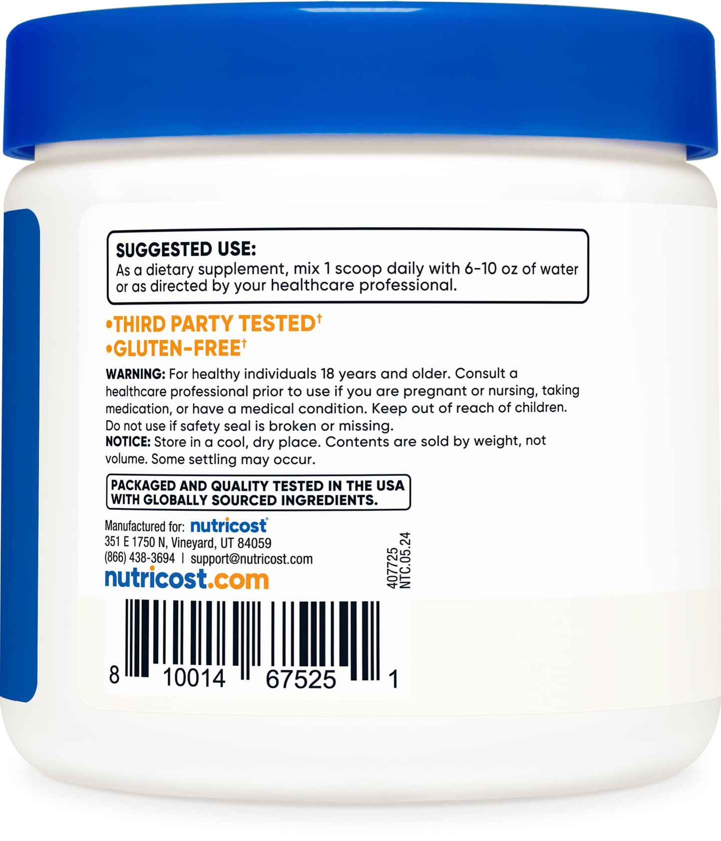 Nutricost L-Glutamine Powder 250 Grams