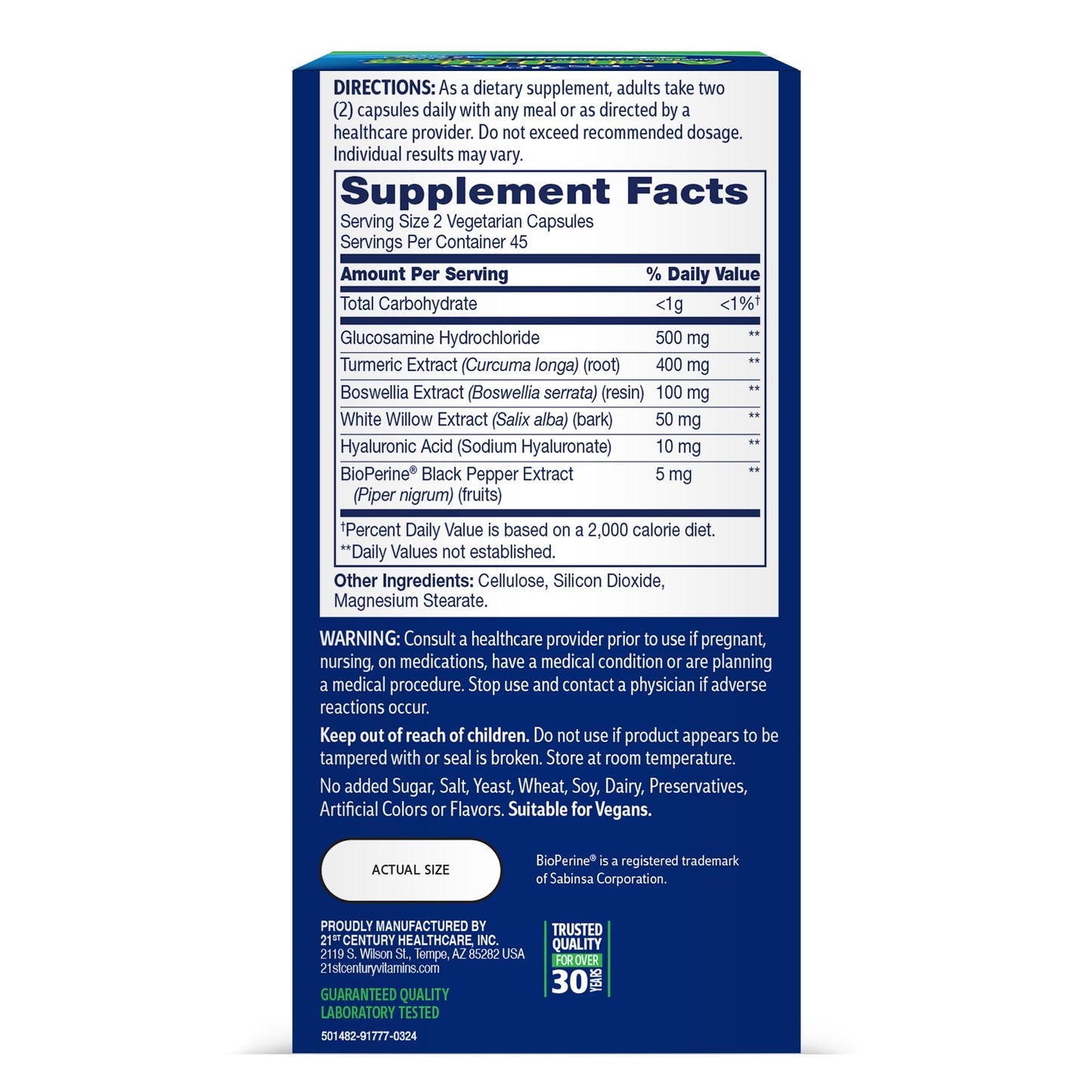 21st Century Arthri-Flex Advantage Plus Turmeric Vegetarian Capsules, 90 Count