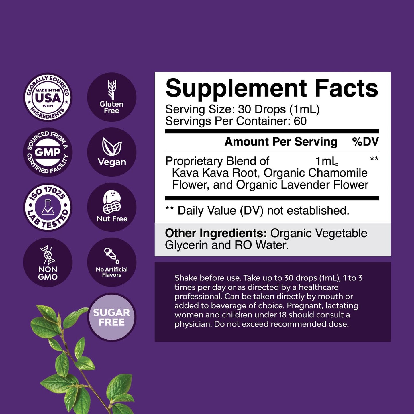 Natures Craft Potent Liquid Kava Kava Drops Supplement - Fast Acting Herbal Support with Kavalactones for Balanced Mood - Relax Calming Tonic for Stress Relief & Better Sleep - 60 ml Tinctura