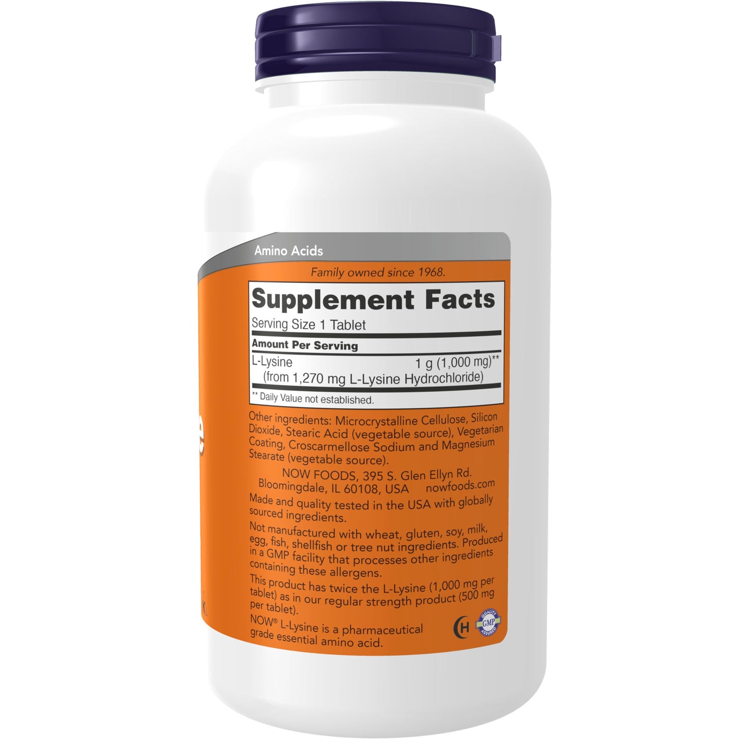 Pre-Order | Arrives in 5–10 Days – NOW Foods Supplements, L-Lysine (L-Lysine Hydrochloride) 1,000 mg, Double Strength, Amino Acid, 250 Tablets