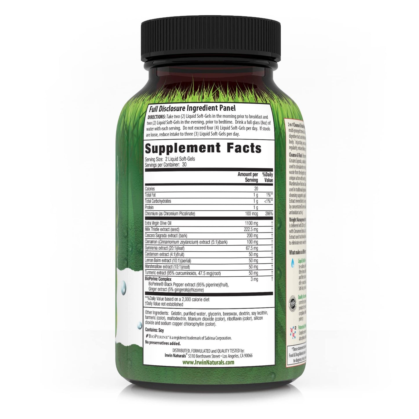 Irwin Naturals 2-in-1 Cleanse & Flush Weight Loss Support - 60 Liquid Soft-Gels - Flushes Digestive Tract & Reduces Bloating - 30 Total Servings