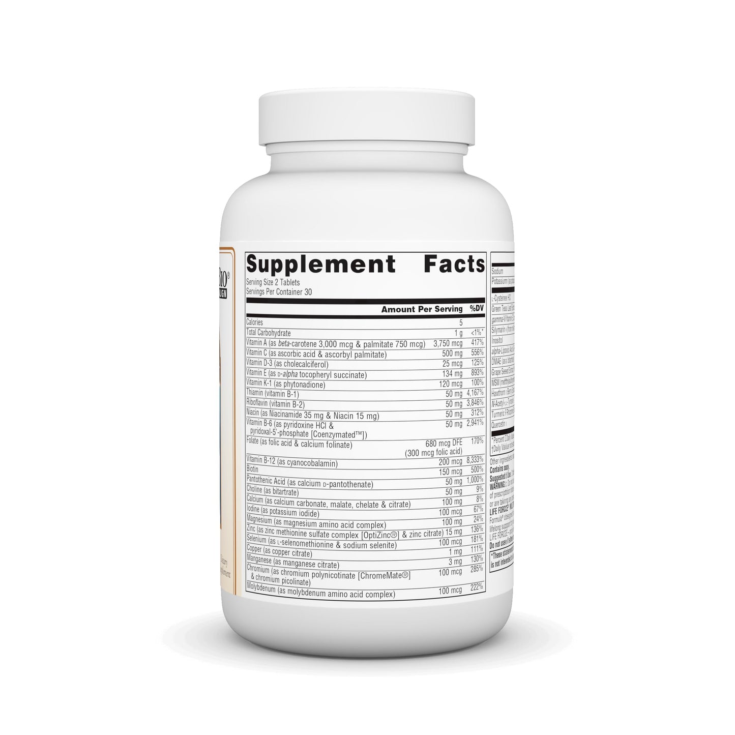 Pre-Order | Arrives in 5–10 Days – Source Naturals Life Force Multiple Iron Free Daily Multivitamin High Potency Essential Vitamins, Minerals, Antioxidants & Nutrients - Energy & Immune Boost - 60 Tablets