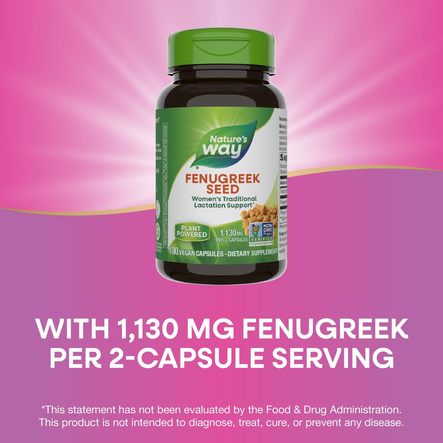 Nature's Way Fenugreek Seed, Traditional Lactation/Breastfeeding Support*, Non-GMO Project Verified, Vegan, 100 Capsules