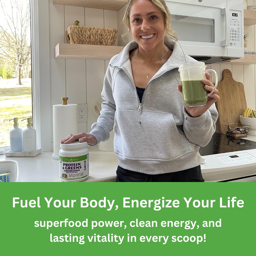 Paradise Herbs ORAC Energy Protein & Greens Powder, Antioxidant Power of 24 Servings of Fruits & Vegetables in 1 Scoop + 20g Protein, Unflavored, 15 Servings