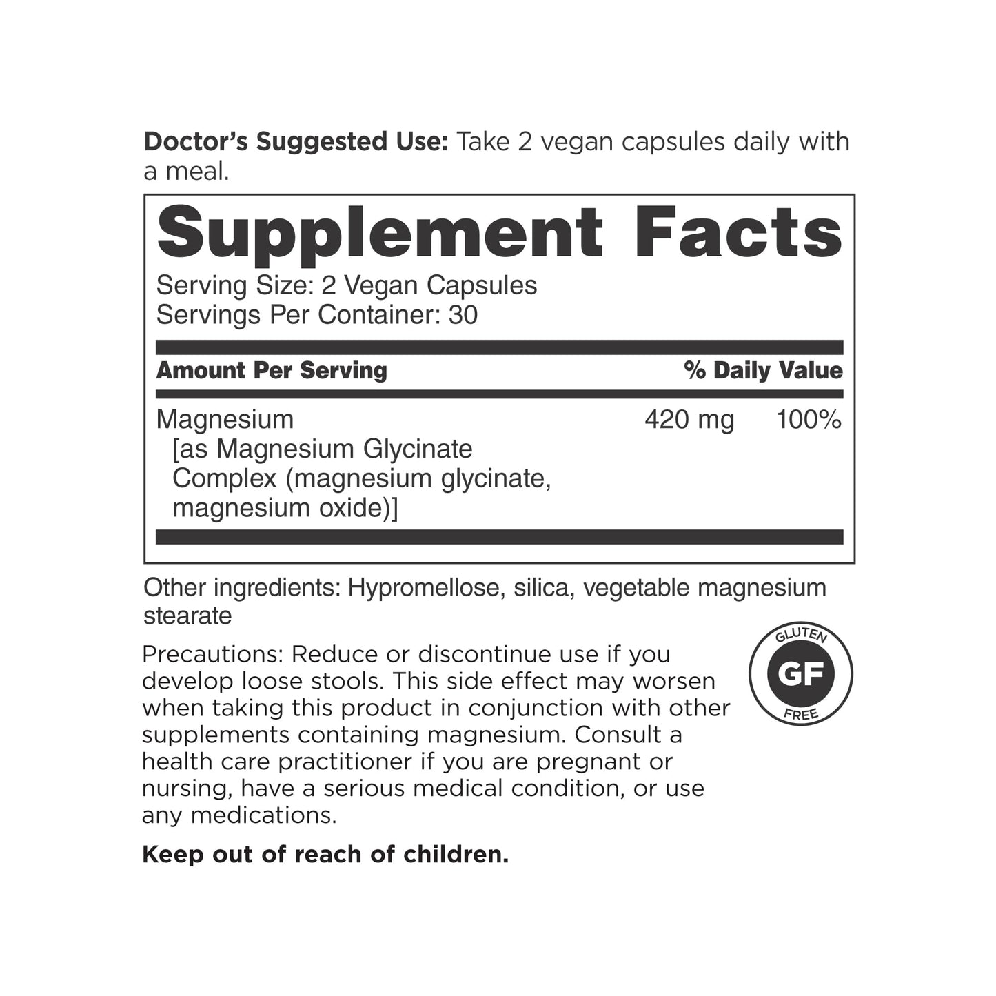 DOCTORS' PREFERRED High Potency Magnesium Glycinate Complex- Doctor-Developed Formula for Heart Health, Mood Support and More | 420 mg per Serving | 30-Day Supply