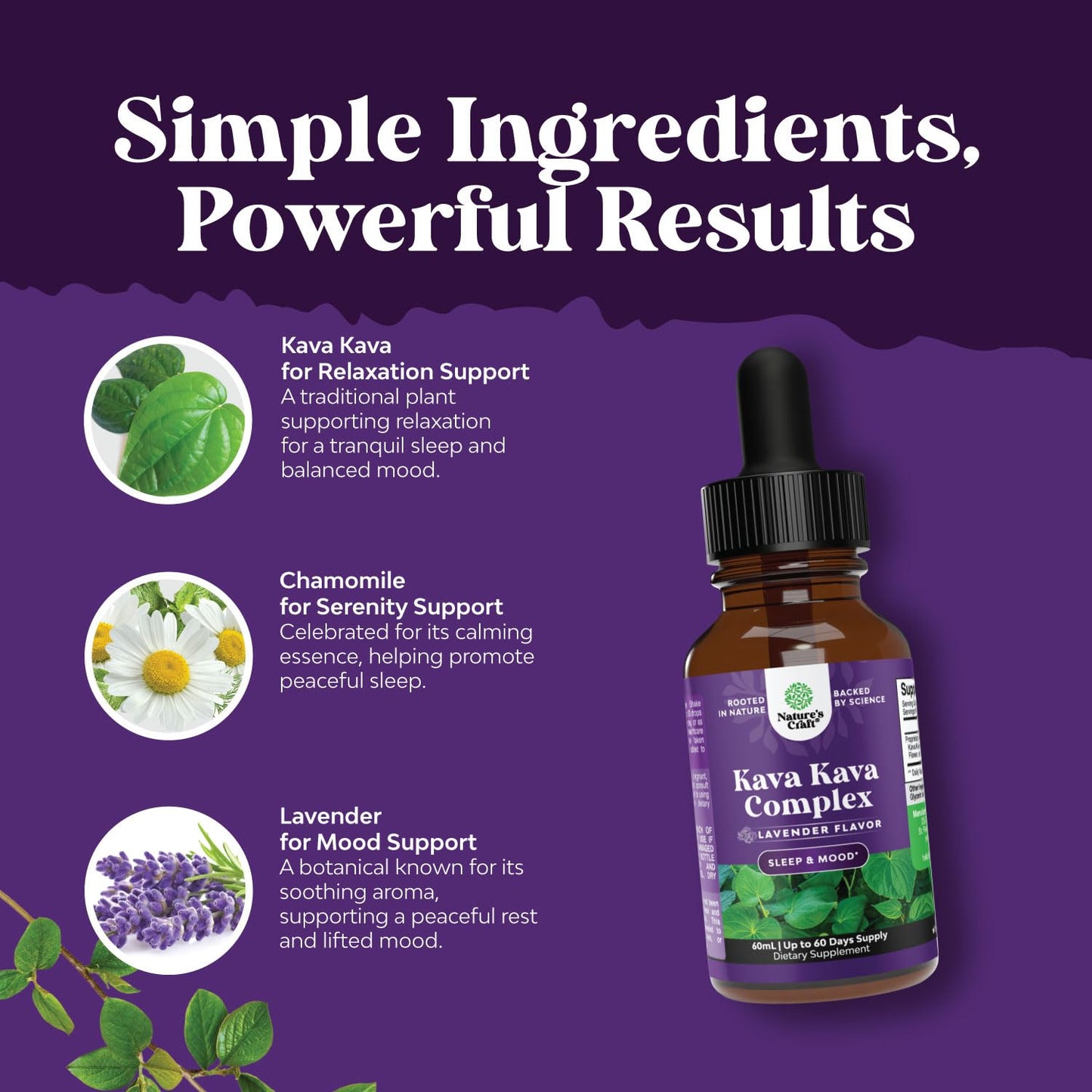 Natures Craft Potent Liquid Kava Kava Drops Supplement - Fast Acting Herbal Support with Kavalactones for Balanced Mood - Relax Calming Tonic for Stress Relief & Better Sleep - 60 ml Tinctura