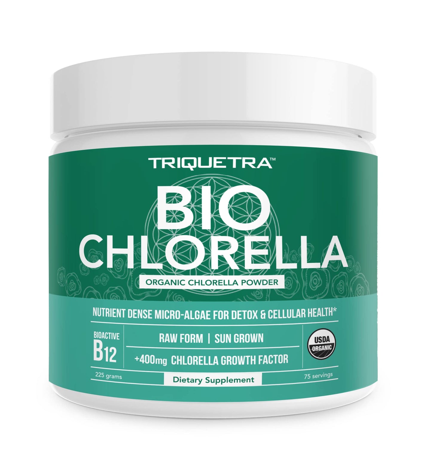 Organic Chlorella Powder – Raw & Sun-Grown – Nutrient-Dense Green Algae with CGF (Chlorella Growth Factor), Supports Overall Well-Being and Vitality – Vegan-Friendly – 75 Servings (225g)