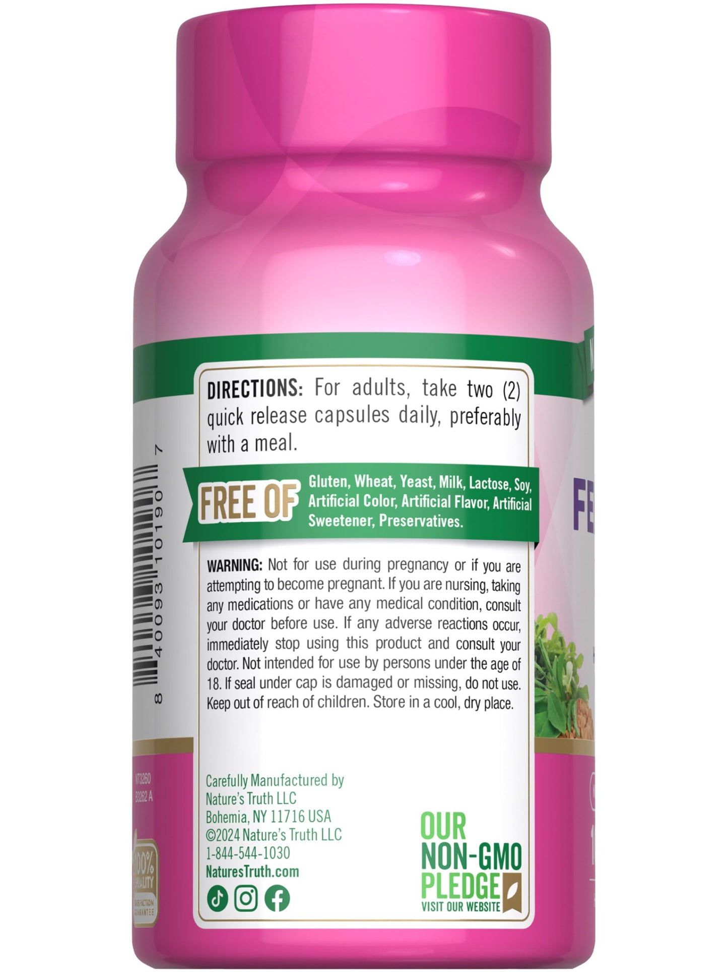 Nature's Truth Fenugreek Seed for Women | 2000mg | 100 Powder Capsules | Non-GMO and Gluten Free Supplement