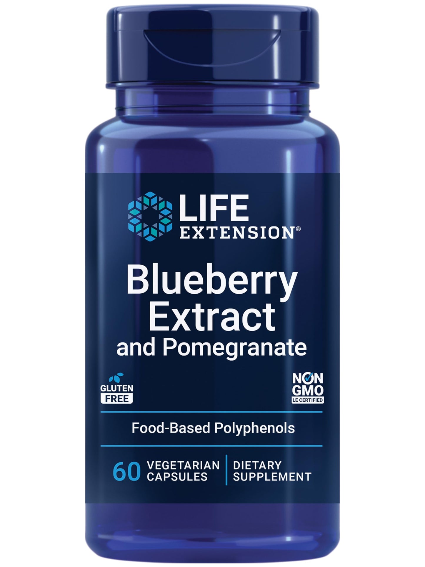 Life Extension Blueberry Extract and Pomegranate, arterial Health Support, antioxidant Defense, Gluten-Free, Non-GMO, Vegetarian, 60 Vegetarian Capsules
