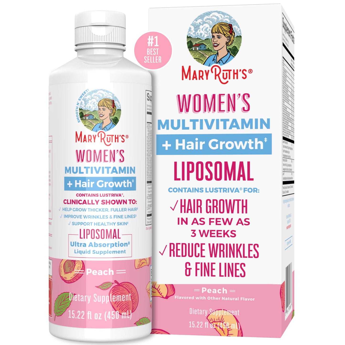 MaryRuth Organics Women's MultivitaminLustriva Hair Growth, Menopause Support, & Daily Liquid Multimineral, 3-Pack Bundle for Hair Support, Skin Health, Immune Support, Gut Health, and Sleep Support