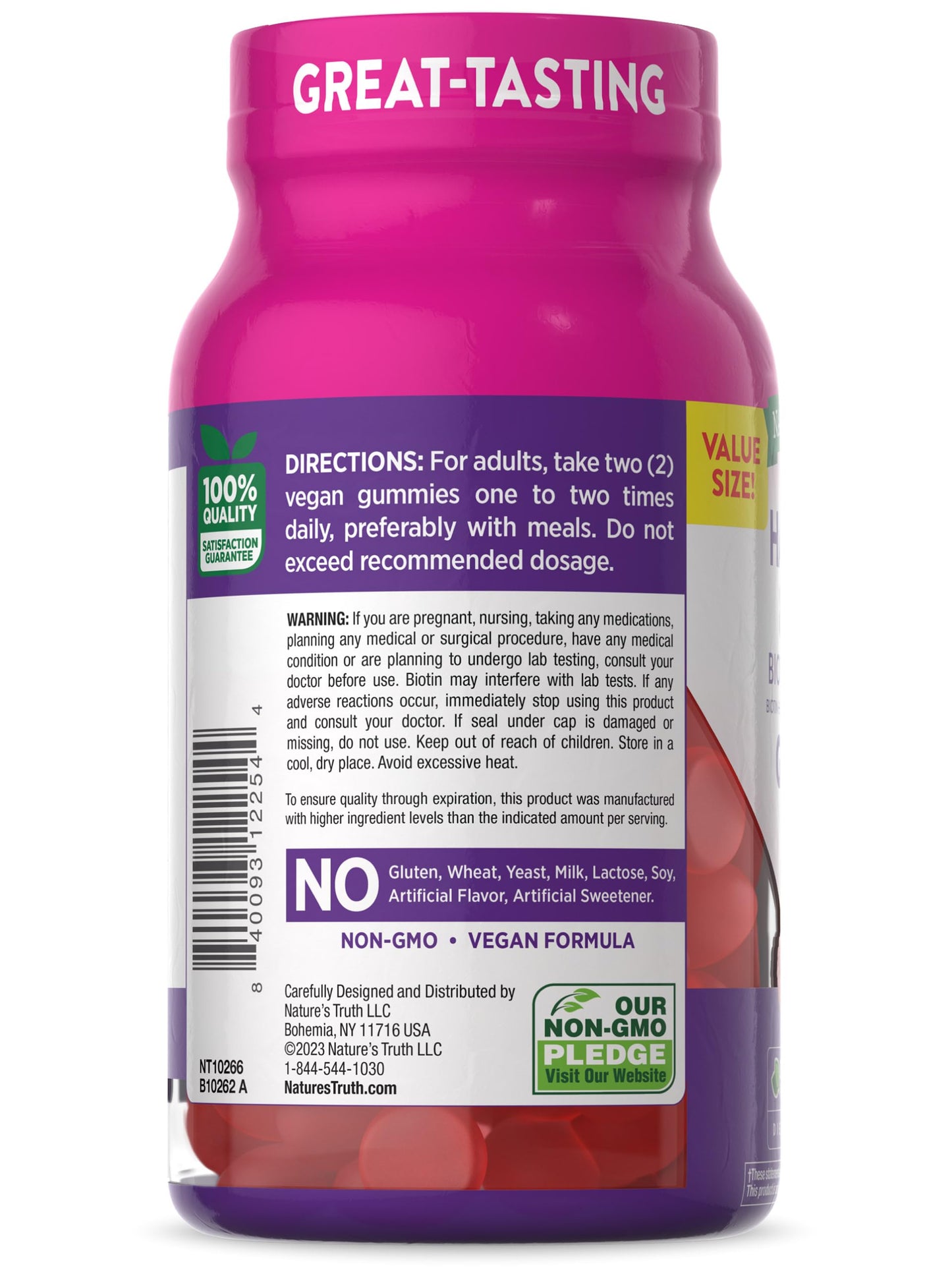 Nature's Truth Hair, Skin, and Nails Gummies | with Biotin | 140 Count | Fruit Flavor | Vegan, Non-GMO and Gluten Free Vitamin for Men and Women