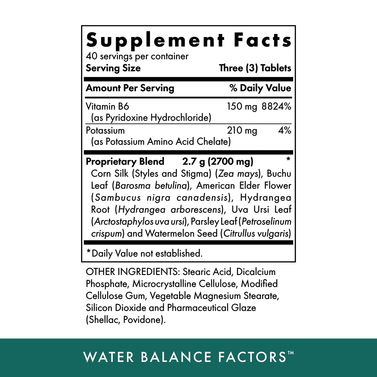 MICHAEL'S Health Naturopathic Programs Water Balance Factors - 120 Vegetarian Tablets - Helps Balance Fluid Levels - with Potassium & Vitamin B6 - Gluten Free, Kosher - 40 Servings