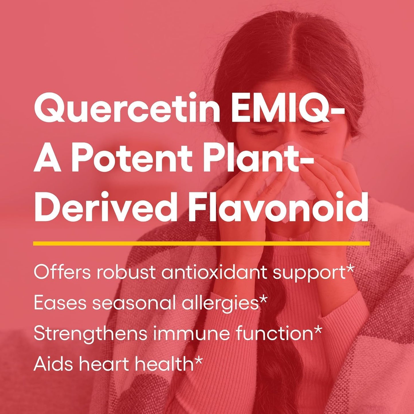 Natural Factors Bioactive Quercetin EMIQ 50 mg with Vitamin C, Supports Sinus, Heart and Immune Health, 60 Capsules