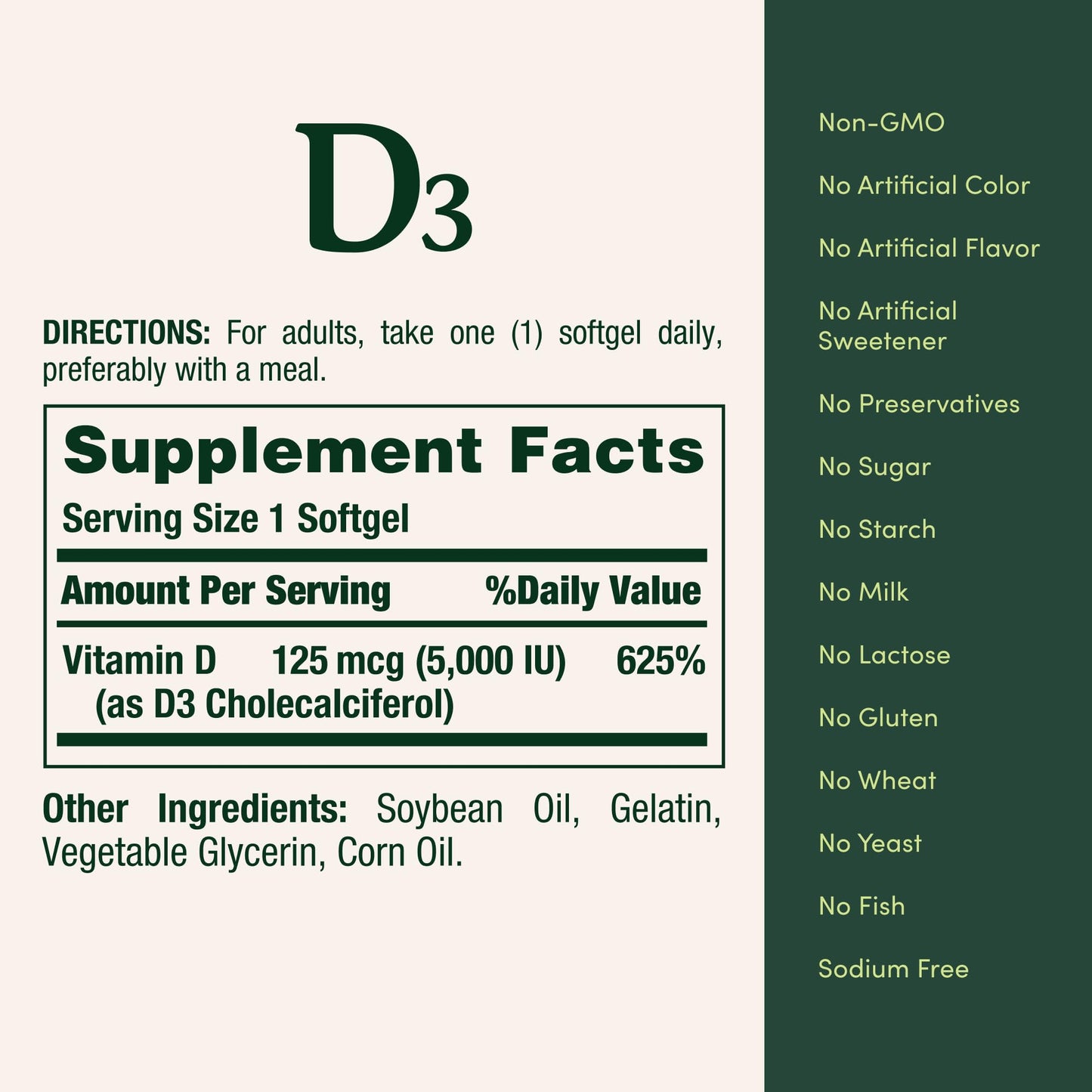 Nature's Bounty Vitamin D3, Immune Support, 125 mcg (5000iu), Rapid Release Softgels, 240 Ct