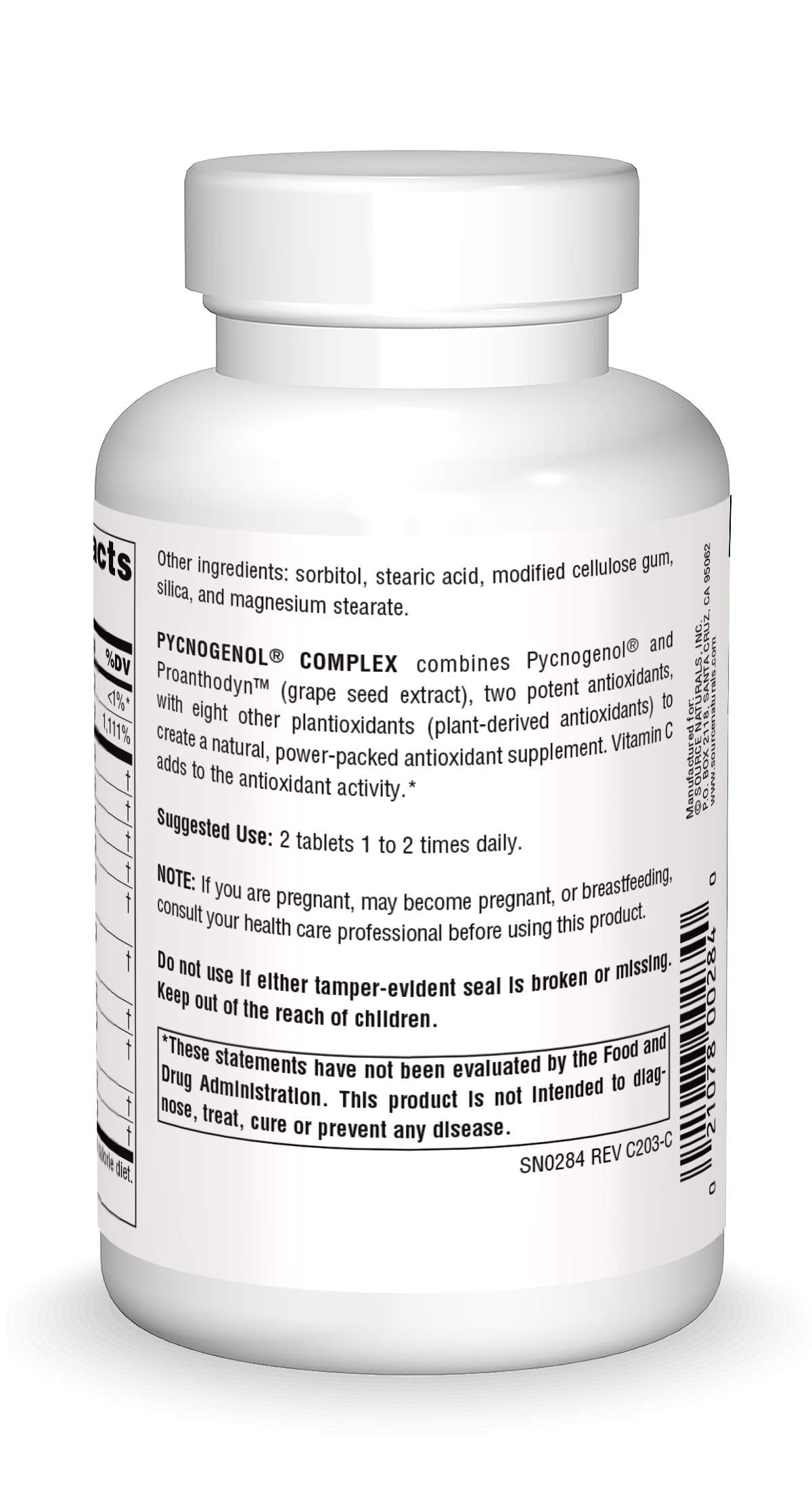 Source Naturals Pycnogenol Complex Antioxidant Formula Rich in Flavonoids, Proanthocyanidins & Vitamin C - 12 Tablets