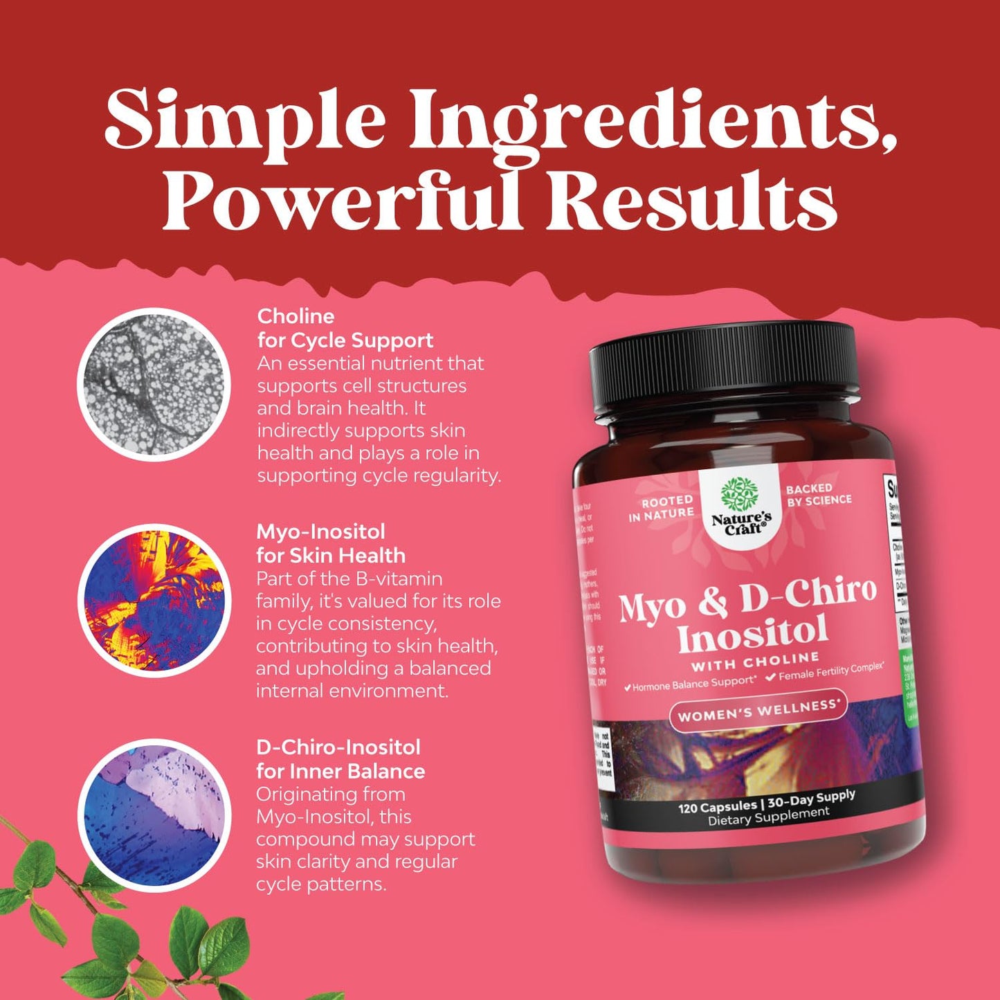 Myo-Inositol & D-Chiro Inositol Capsules - Choline Inositol Supplement for Cycle and Fertility Support - Womens Hormone Balance Supplement with Myo & D-Chiro Inositol Plus Choline Bitartrate