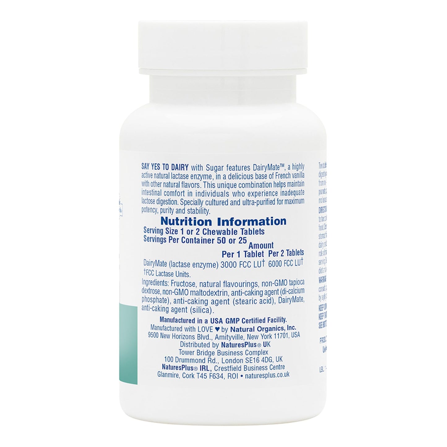 Natures Plus Say Yes to Dairy - 50 Chewable Tablets - Natural Lactase Enzyme Supplement, Maximum Strength Digestive Aid, Lactose Intolerance Relief - Gluten-Free - 50 Servings