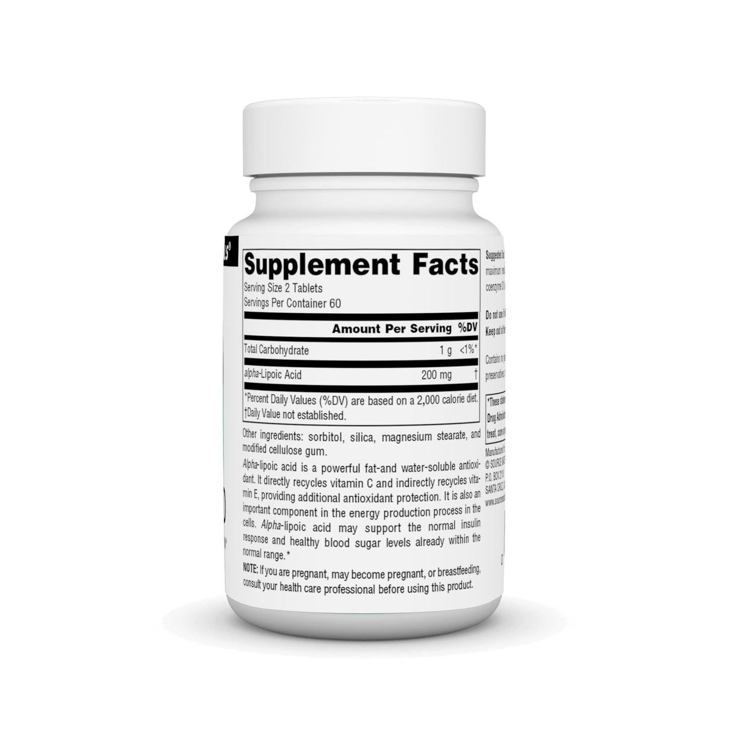 Source Naturals Alpha Lipoic Acid Supports Healthy Sugar Metabolism, Liver Function & Energy Generation* - 100 mg - 120 Tablets