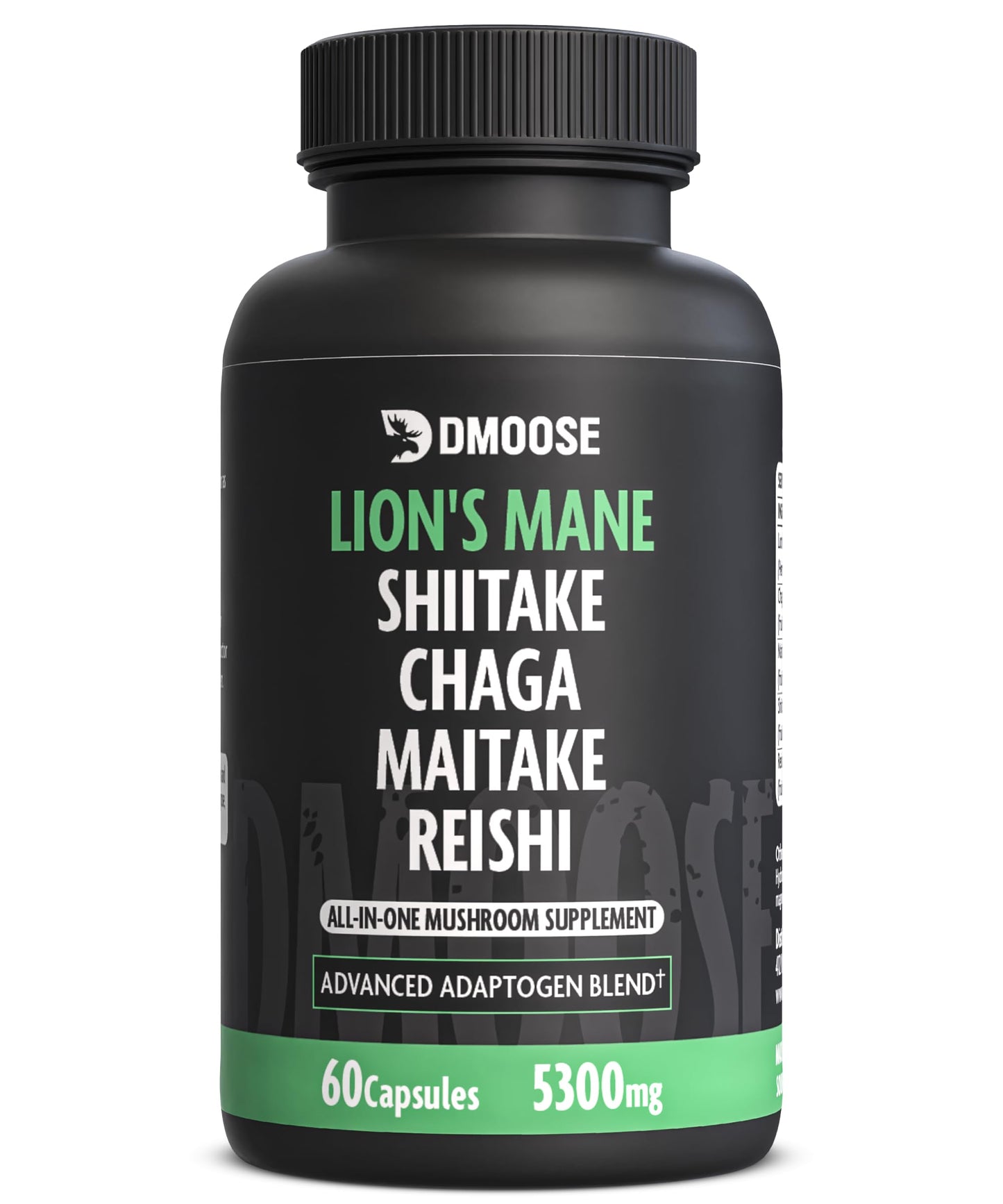 Lions Mane Mushroom Complex, 5 in 1 Adaptogenic Blend - Lionsmane, Chaga, Maitake, Shiitake and Reishi Extract Capsules - Nootropic Mushroom Supplement for Memory, Focus and Immune Support