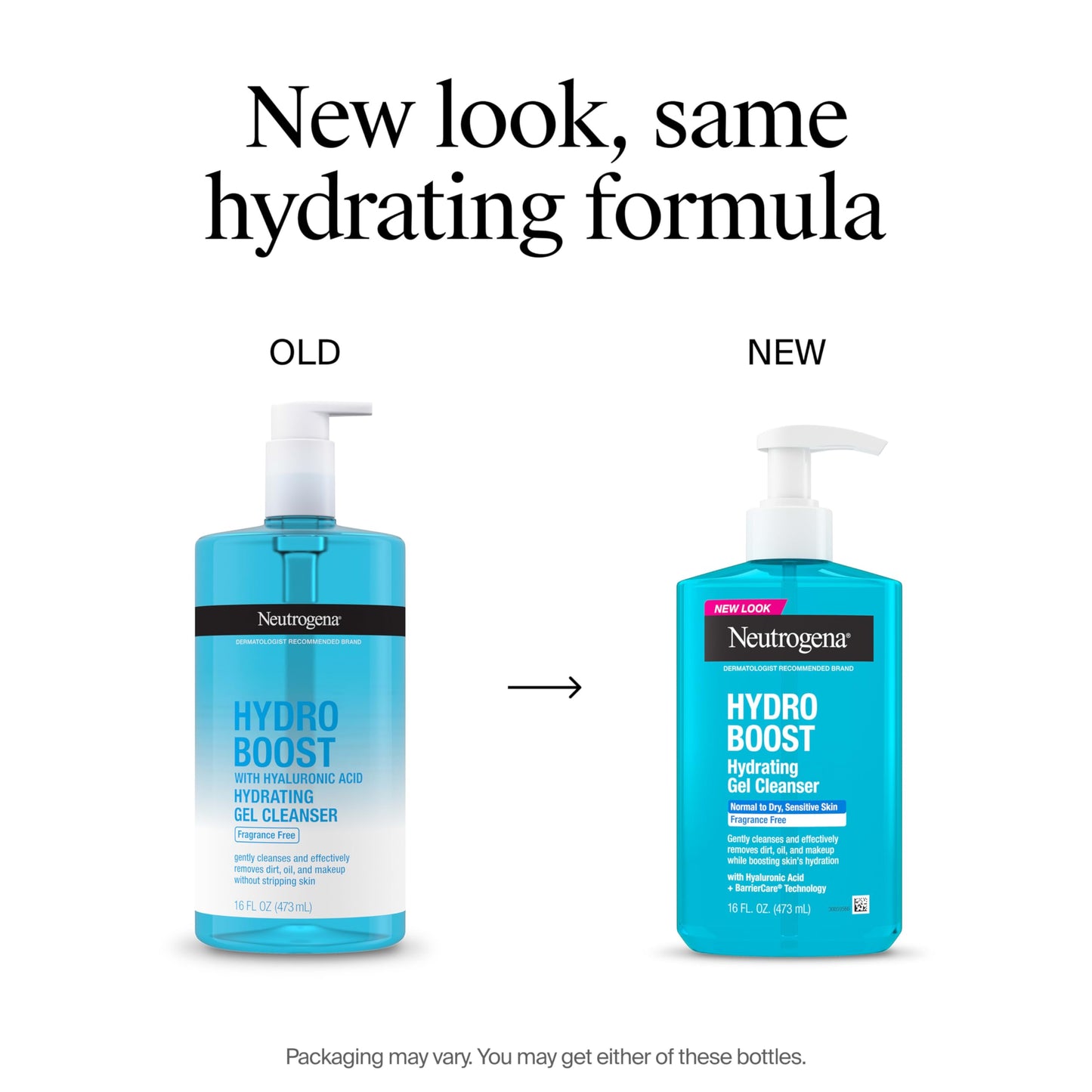 Neutrogena Hydro Boost Fragrance Free Face Wash, Hydrating Gel Facial Cleanser with Hyaluronic Acid, Daily Foaming Face Wash & Makeup Remover, 16 fl. oz