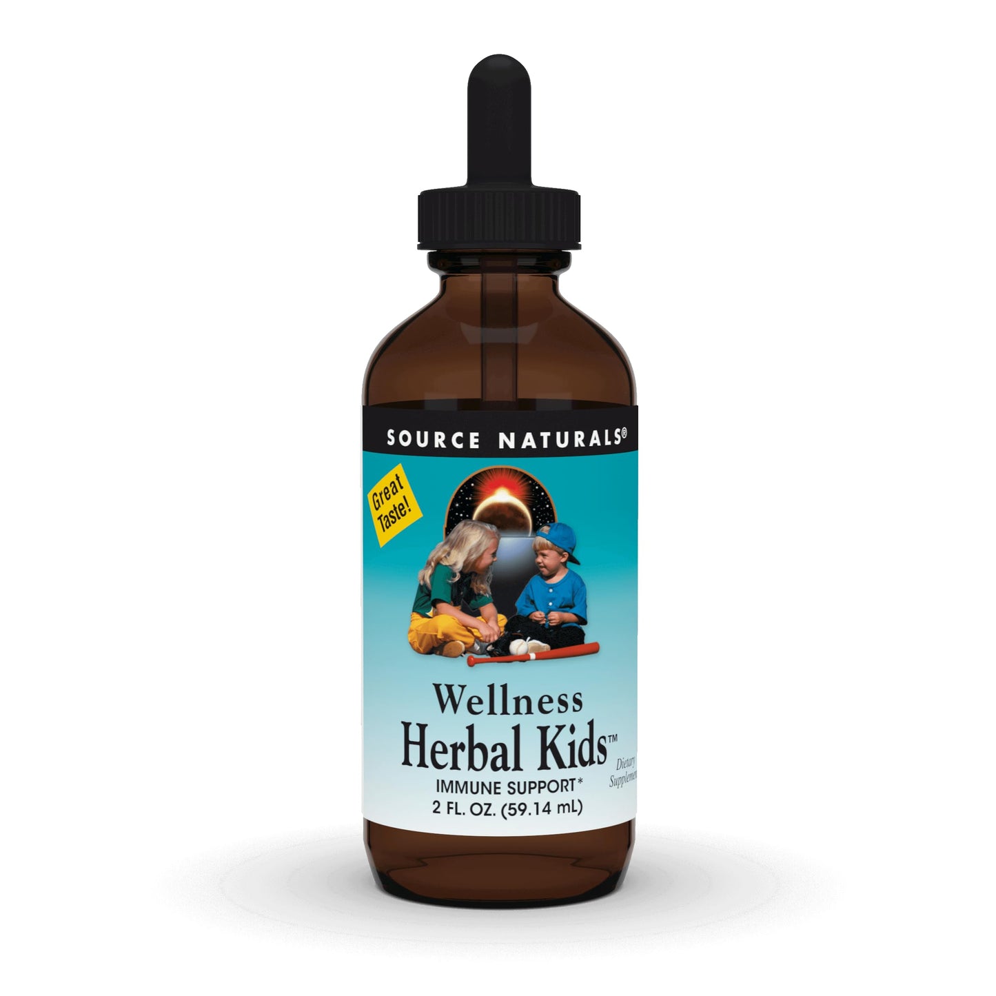 Source Naturals Wellness Herbal Kids, for Immune System Support - Contains Echinacea, Yin Chiao, Elderberry, & More - 2 Fluid oz