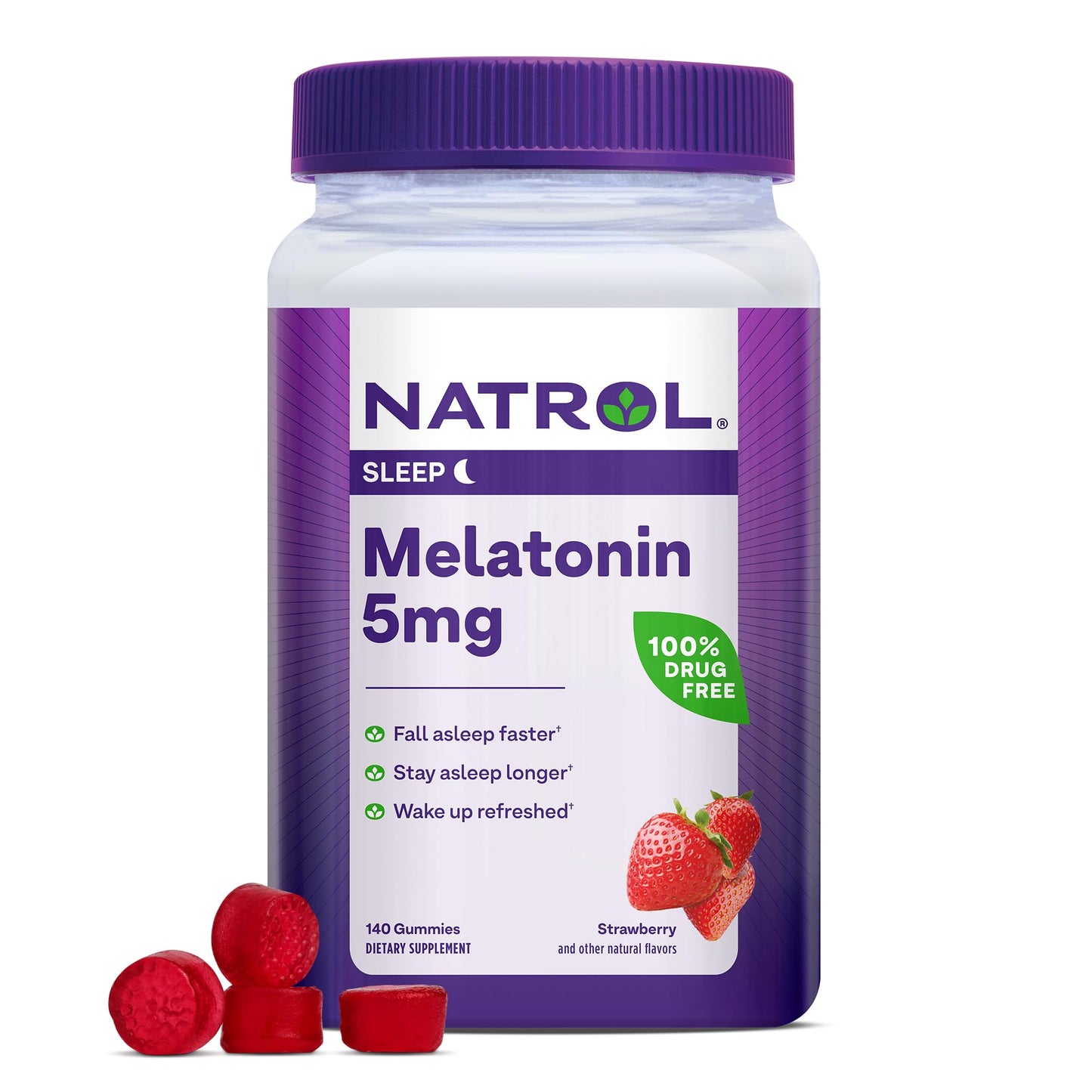 Natrol Melatonin 5mg Gummies 140ct & 90ct Strawberry Sleep Support