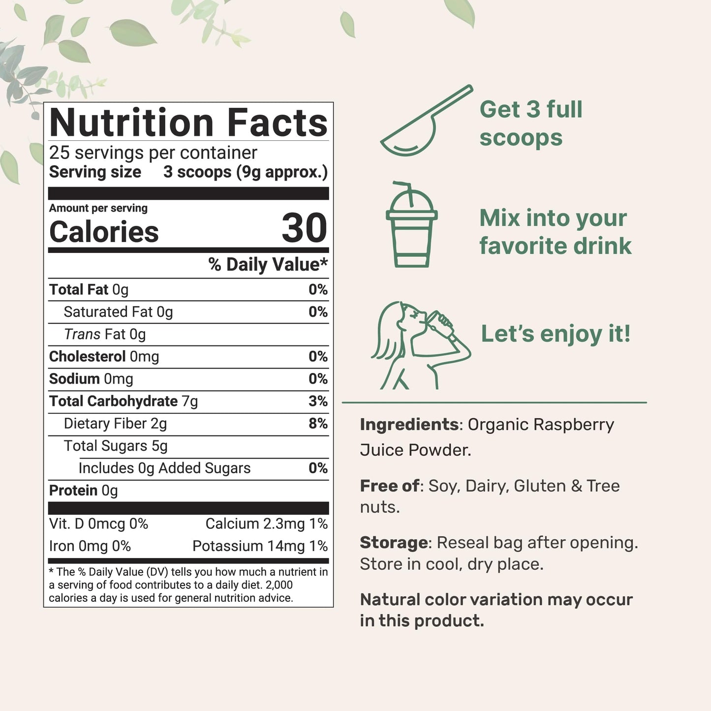Pre-Order | Arrives in 5–10 Days – Organic Raspberry Juice powder, 8oz | 100% Natural Fruit Powder | Freeze-Dried Raspberries Source | No Sugar & Additives | Great Flavor for Drinks, Smoothie, & Beverages | Non-GMO & Vegan Friendly