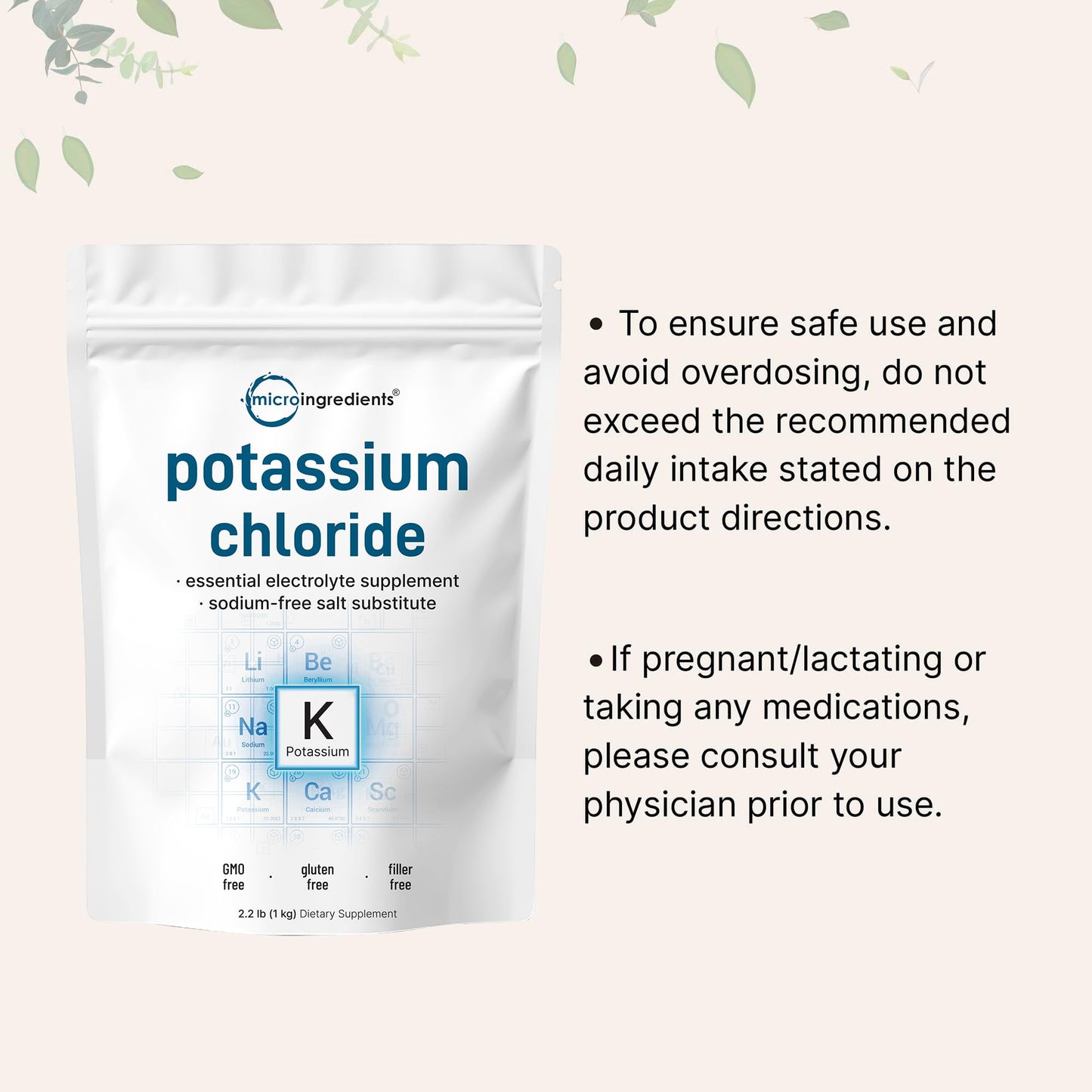 Pre-Order | Arrives in 5–10 Days – Potassium Chloride Powder, 1 KG (35 Ounce) | Salt Substitute & Essential Hydration Electrolyte Supplement | Supports Mineral Balance, Heart, Joint, and Immune Health | Filler Free, Dissolves Easily