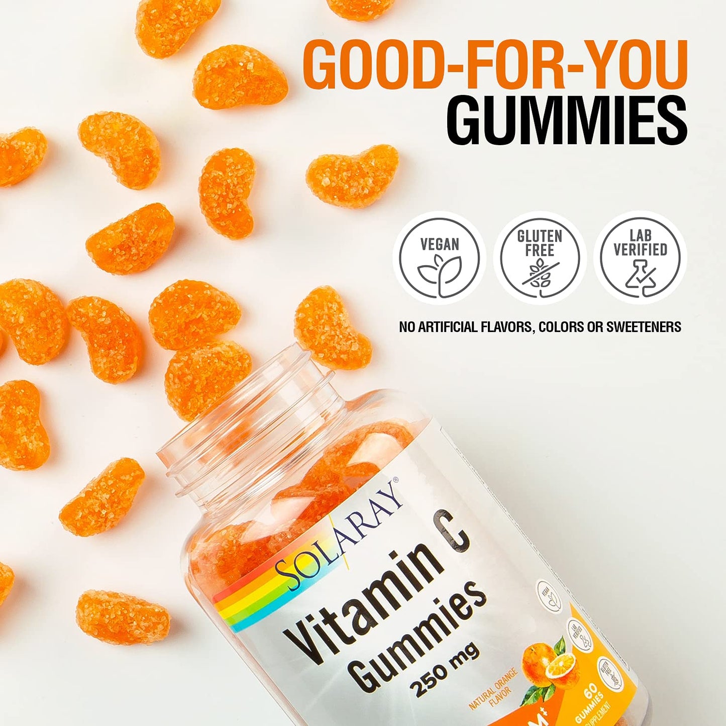 Pre-Order | Arrives in 5–10 Days – Solaray Vitamin C Gummies 250 mg | Healthy Immune System Function Support | Vegan & Gluten Free | 30 Servings, 60 Ct