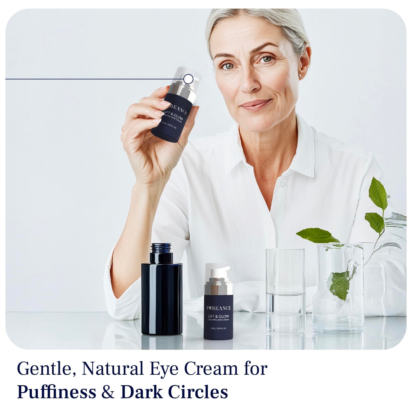 Lift & Glow Organic Eye Cream for Dark Circles and Puffiness - Anti Aging Eye Cream for Wrinkles - Reduces Dark Circles and Under Eye Bags - With Kakadu Plum, Coconut Oil, Spirulina & More - 0.5 Fl Oz