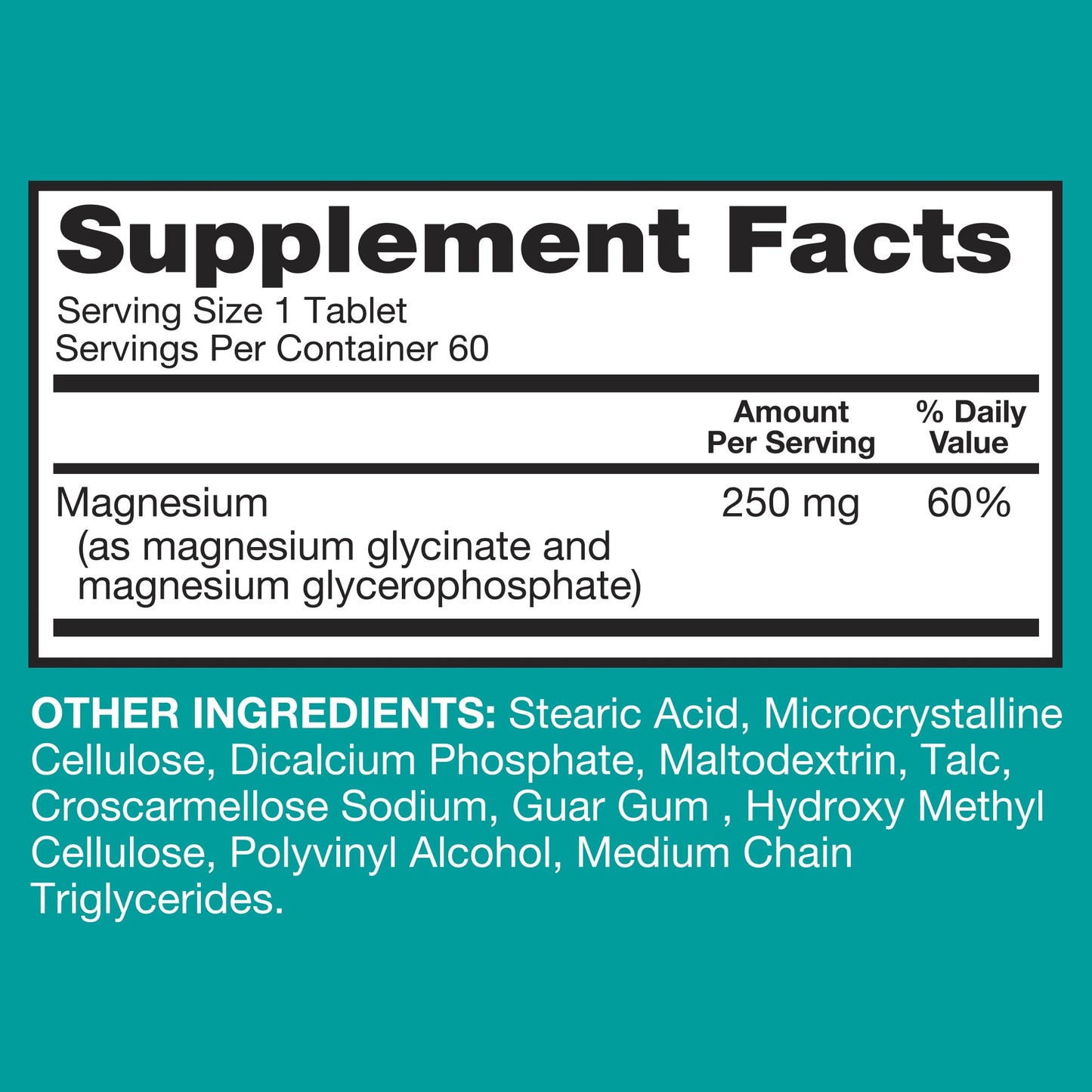 Qunol Magnesium Glycinate Complex, Gentle on Stomach, 250mg One Pill Dose, Superior-Absorption Magnesium, Nerve, Bone and Muscle Health Supplement, 60 Count (Pack of 1)