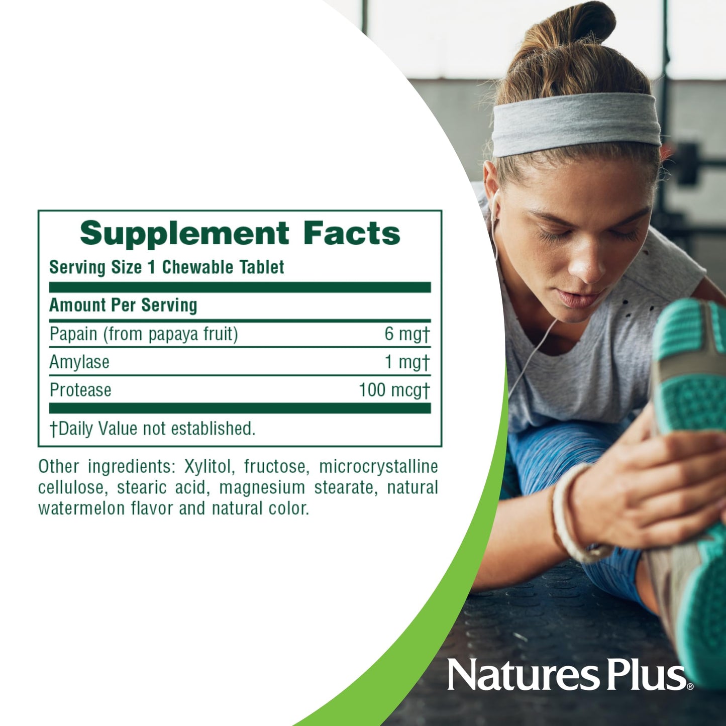 Natures Plus Papaya Enzyme - 6 mg Papain - All Natural Digestive Aid Supplement, Contains Amylase & Protease - 360 Chewable Tablets (360 Servings)