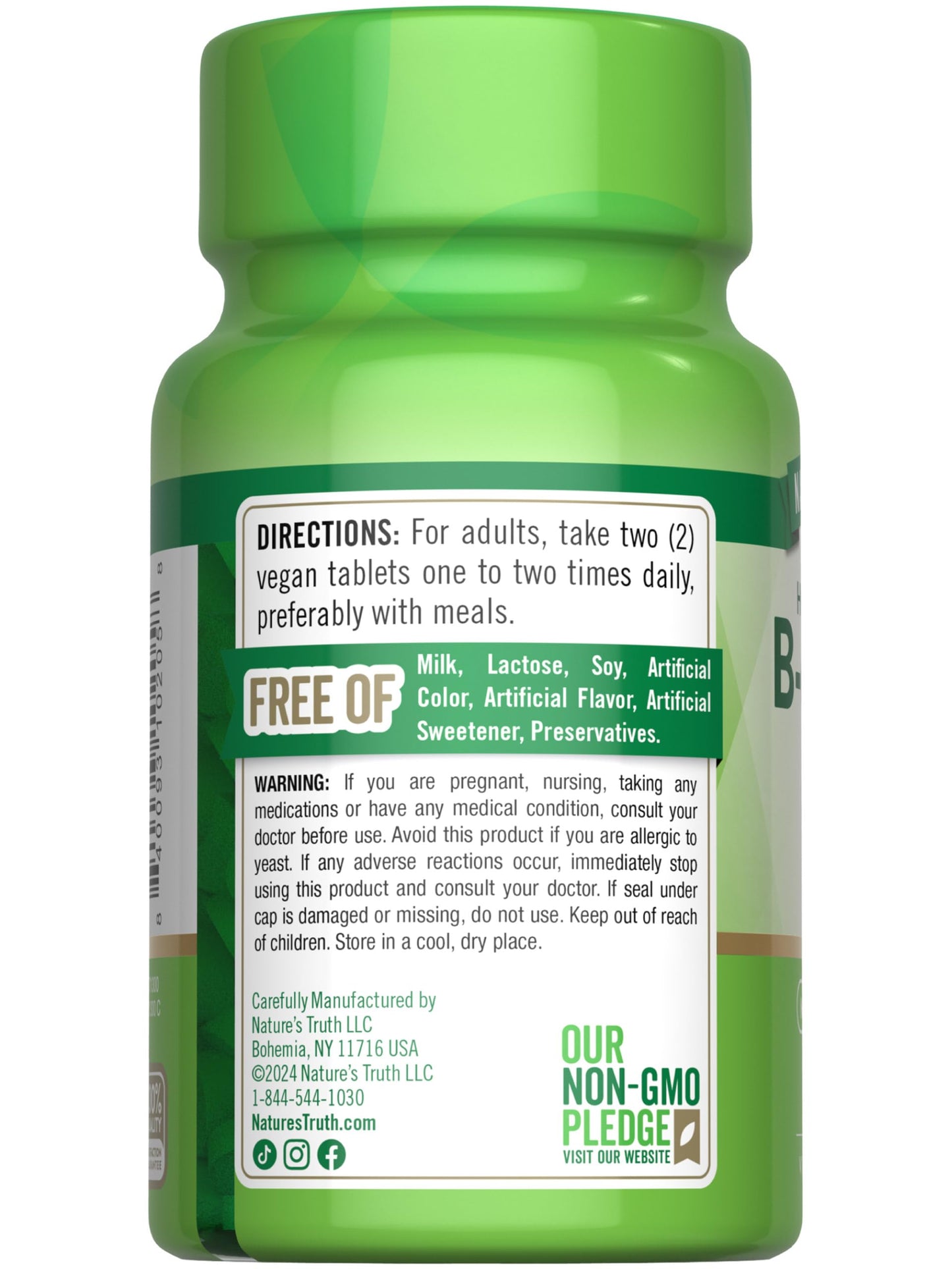 Nature's Truth Vitamin B Complex for Women & Men | Plus B12 | 90 Tablets | High Potency | Vegan and Non-GMO Supplement