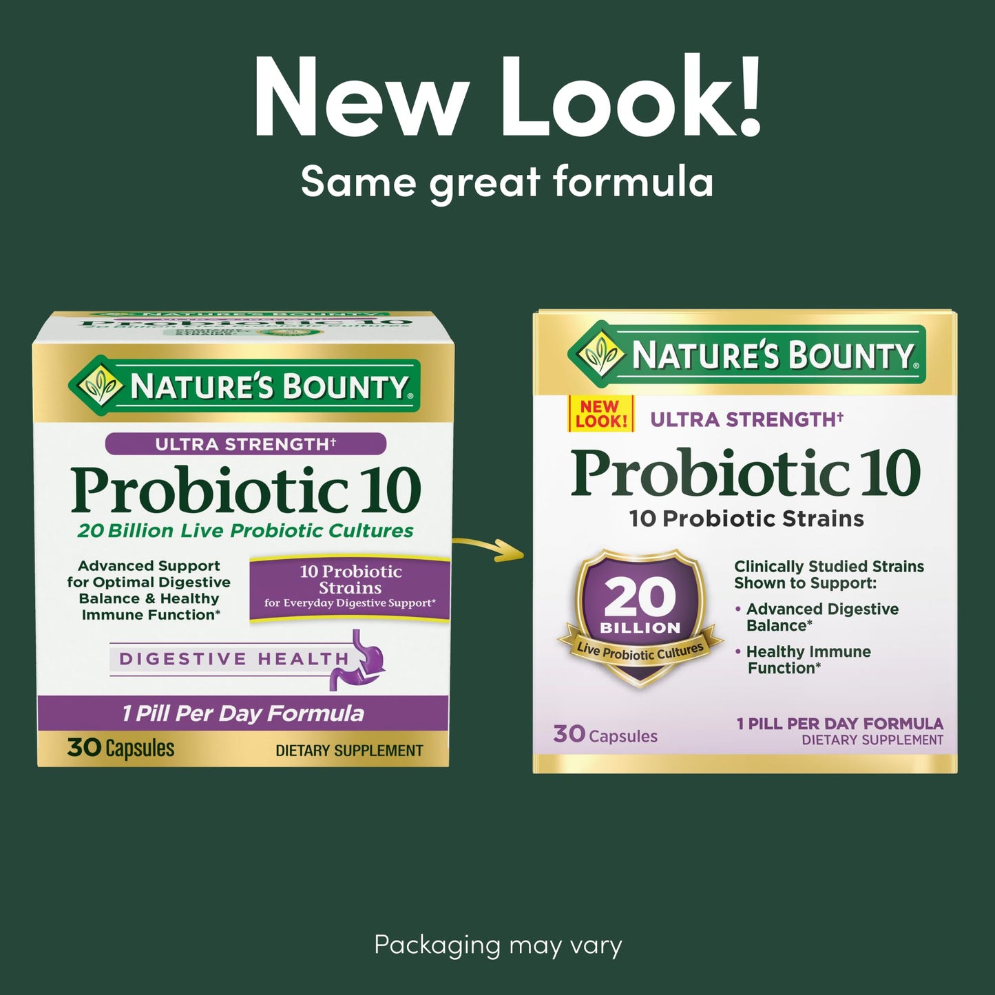 Nature's Bounty Probiotic 10, Ultra Strength Daily Probiotic Supplement, Support for Digestive, Immune and Upper Respiratory Health, 1 Pack, 30 Capsules
